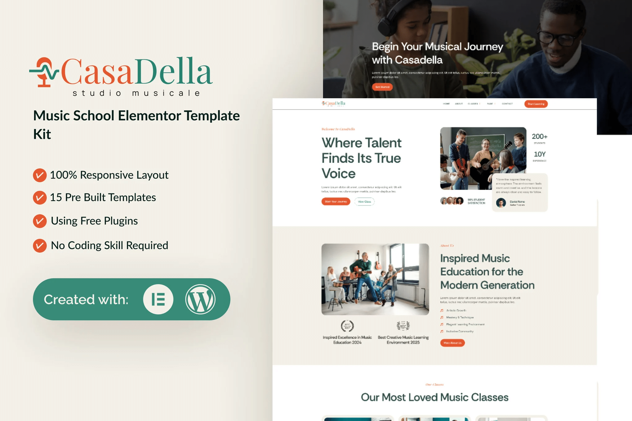 CasaDella - Kit de Templates Elementor para escolas de música