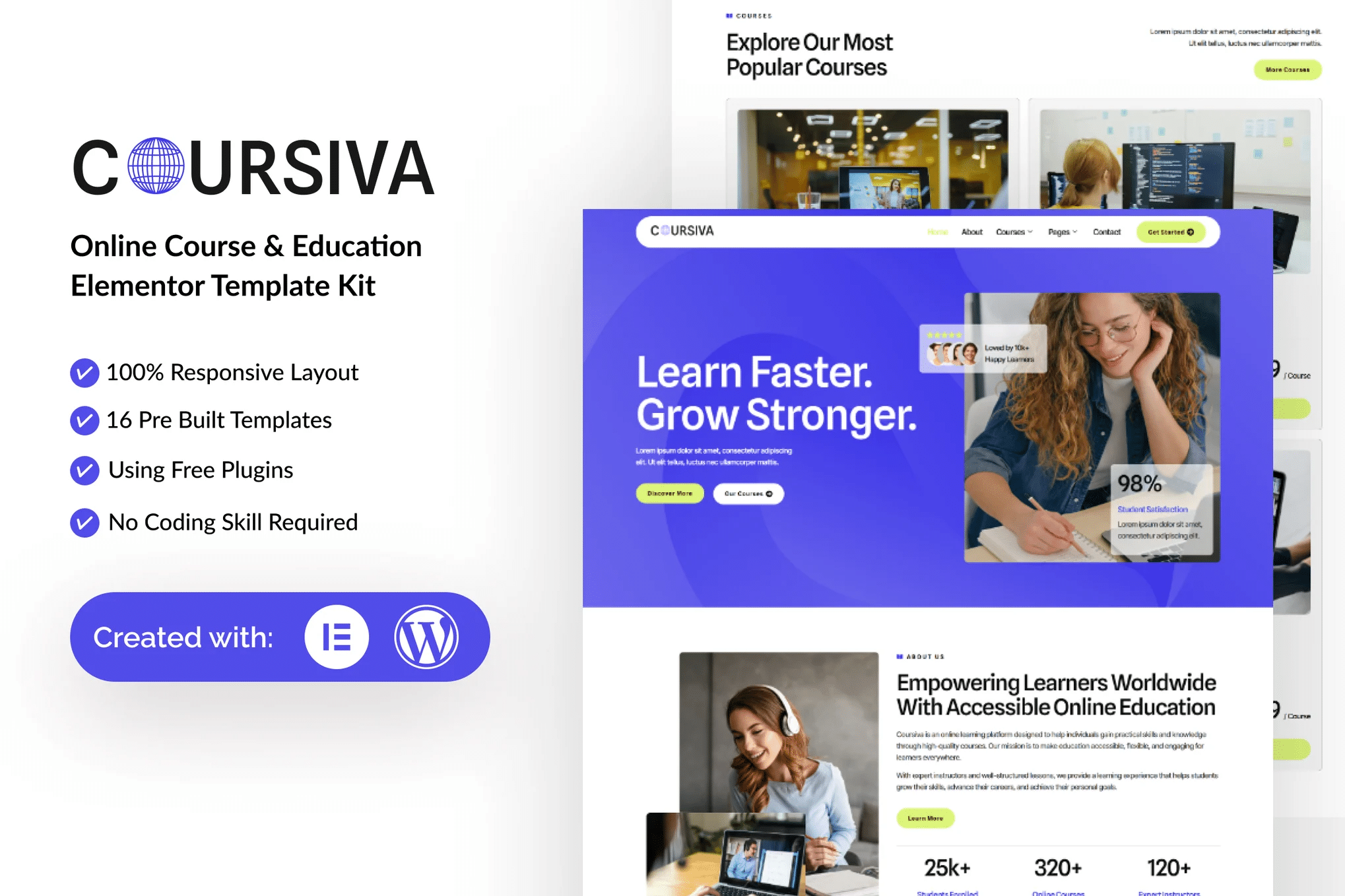 Coursiva - Kit de Templates Online para Cursos e Educação Elementor