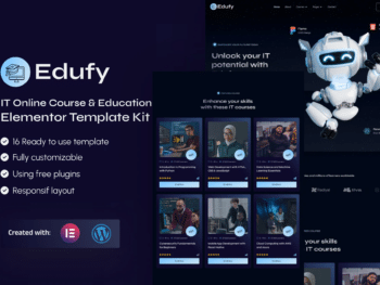 Edufy - Kit de modelos para cursos on-line de TI e educação Elementor