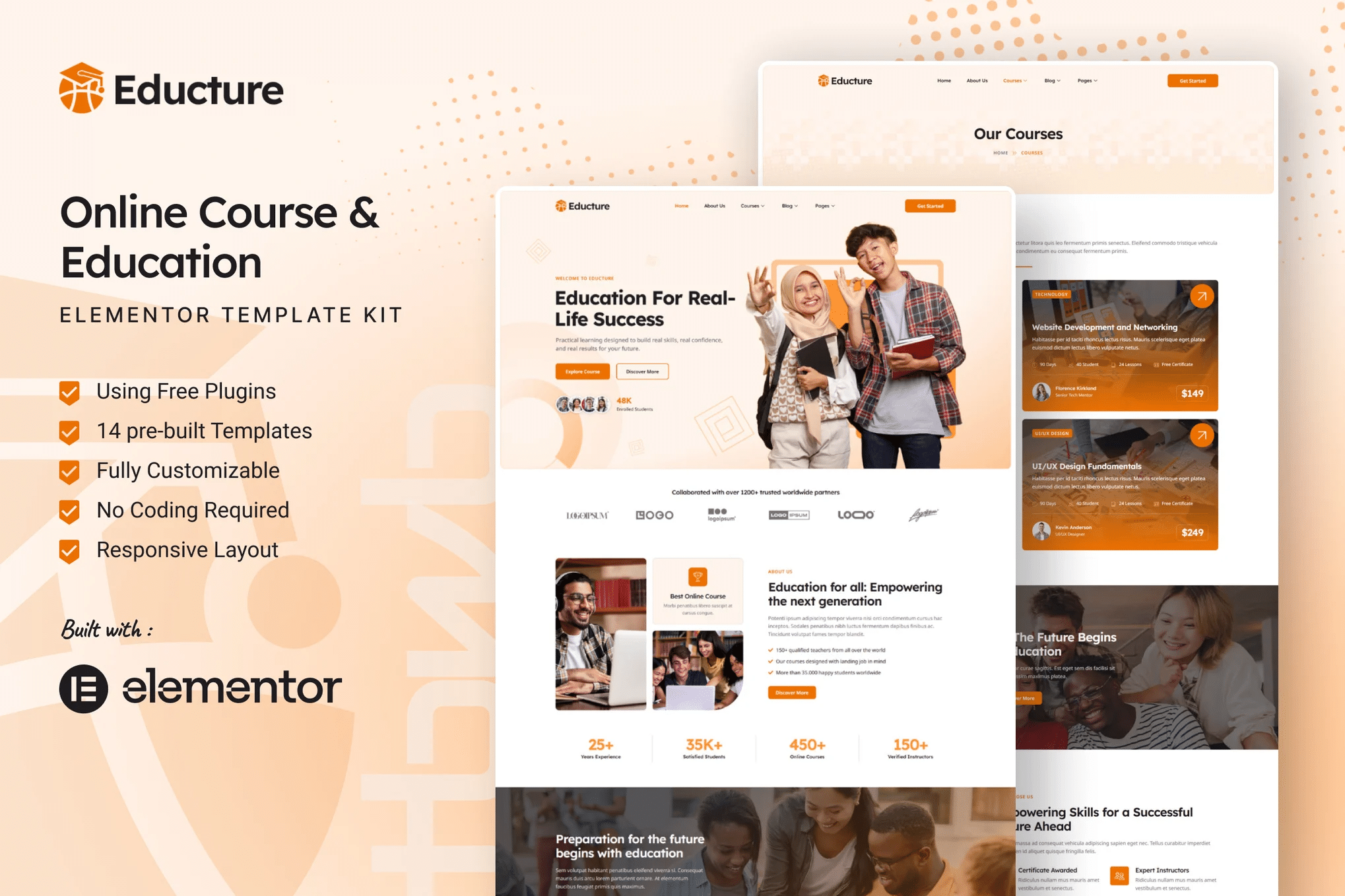 Educture - Kit de Templates Online para Cursos e Educação Elementor