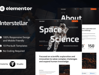 Interstellar - Kit de Templates Elementor de Ciência e Pesquisa