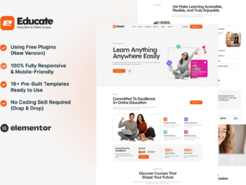 Educate — Kit de modelos para eLearning e Course Elementor