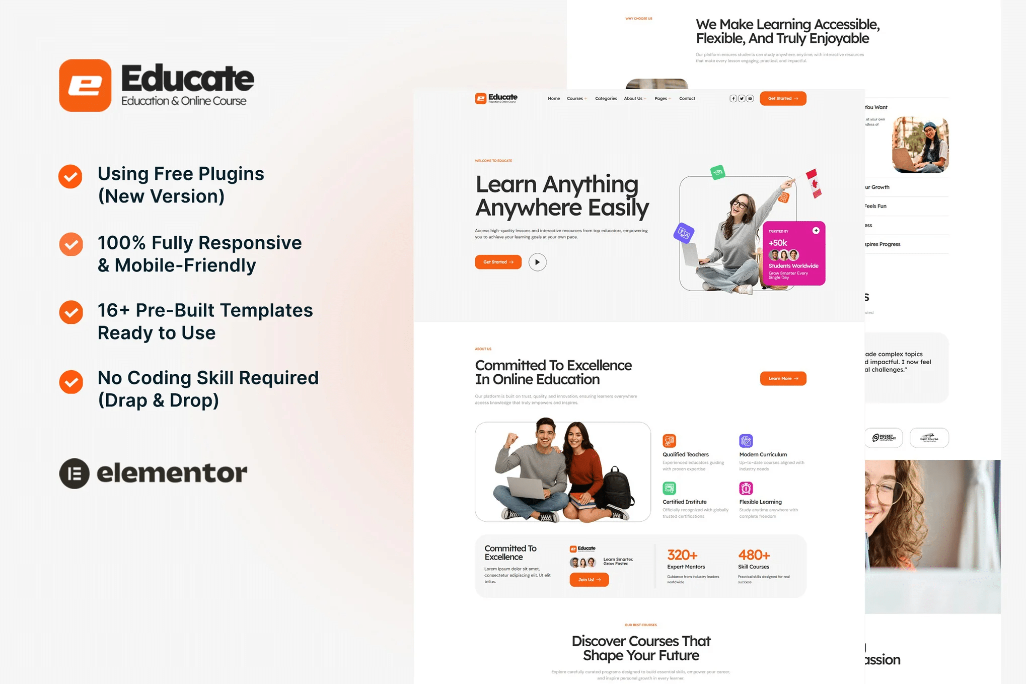 Educate — Kit de modelos para eLearning e Course Elementor