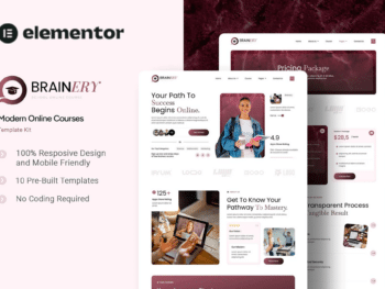 Brainery - Kit de modelos Elementor para cursos on-line escolares