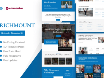 Universidade de Richmount - Template Kit Elementor Pro para educação