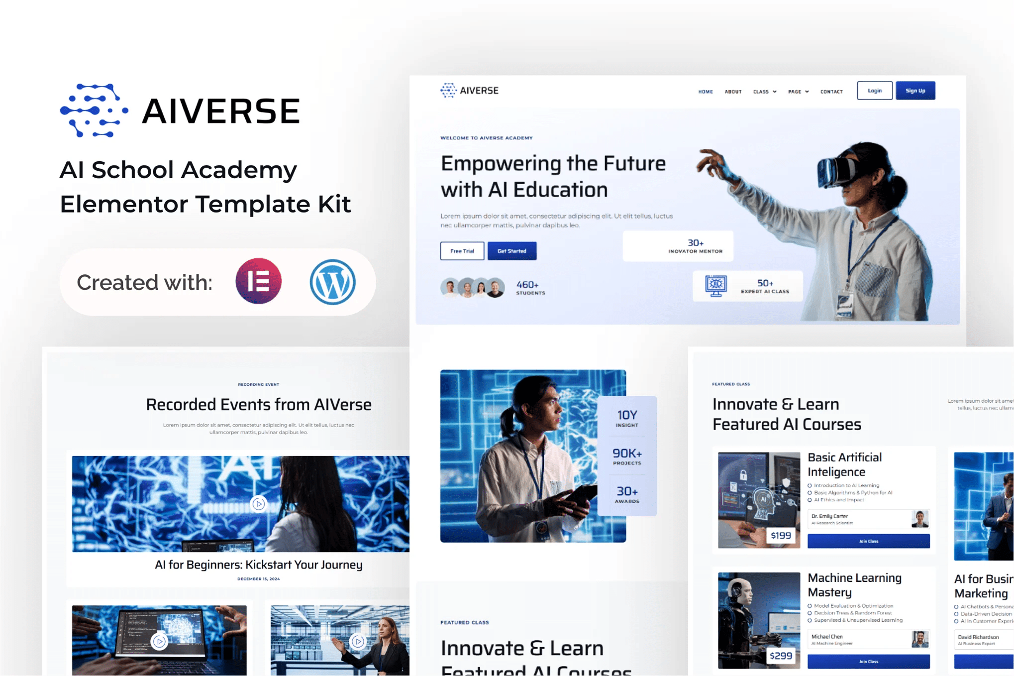 AiVerse - Kit de Templates Elementor da AI School Academy