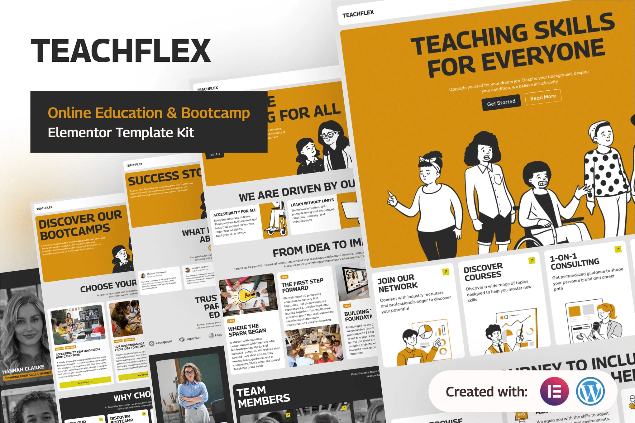 Teachflex - Kit de Templates Elementor para Educação Online e Bootcamp