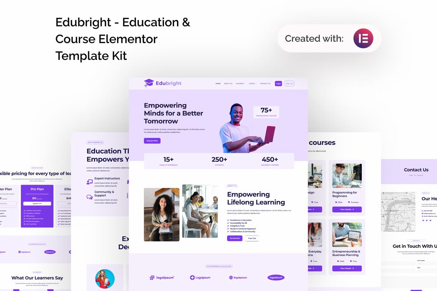 Edubright - Kit de Templates Online para Cursos e Educação Elementor