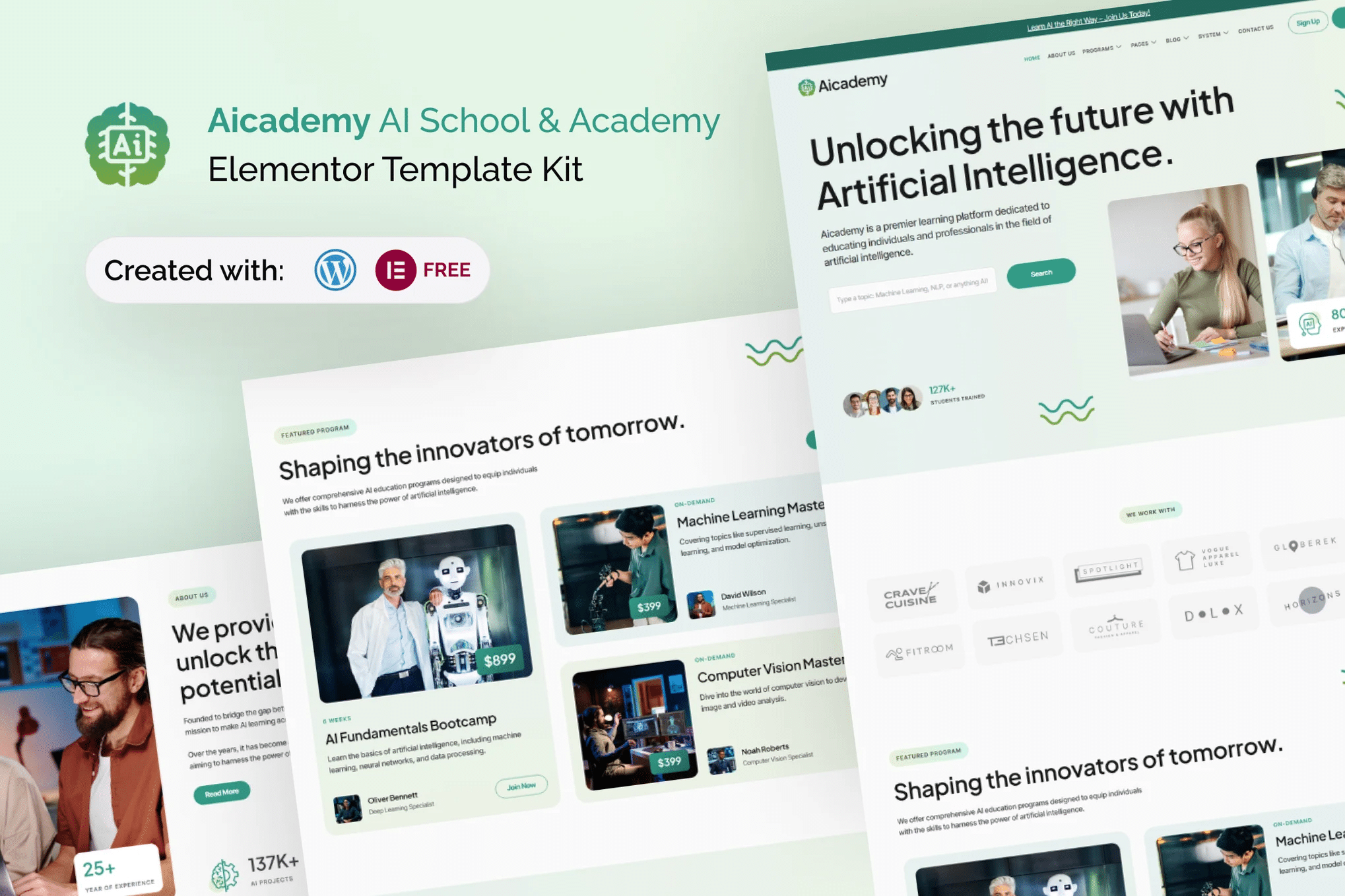 Aicademy - Kit de modelos AI School & Academy Elementor