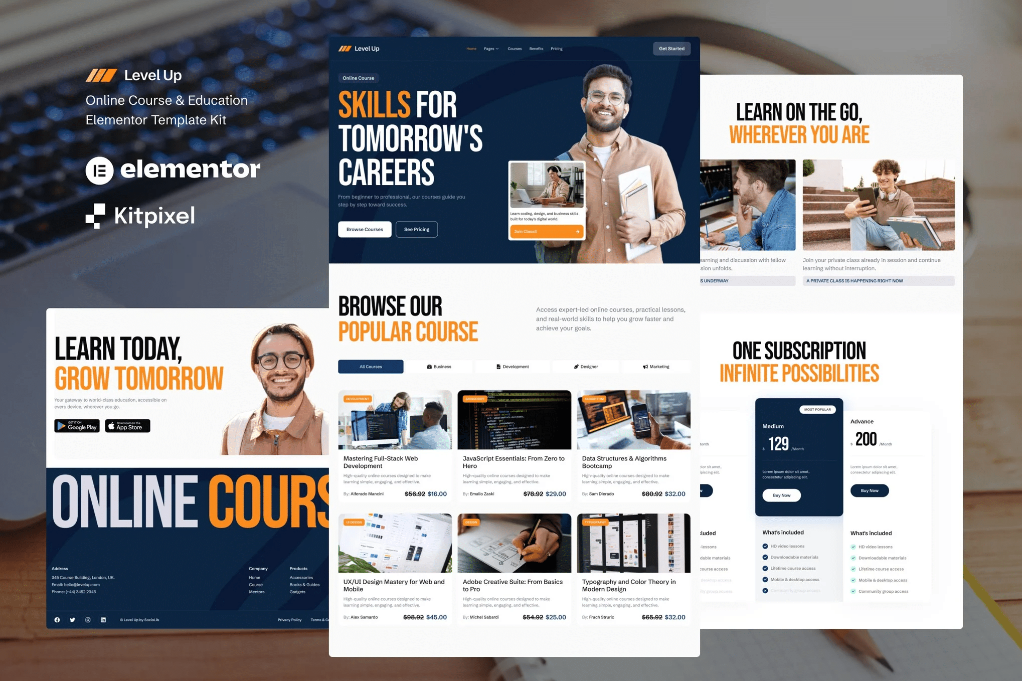Level Up - Kit de modelos online para cursos e educação Elementor