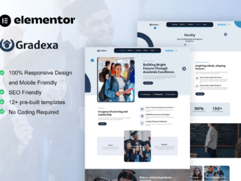Gradexa - Kit de modelos Elementor Pro para universidades e escolas