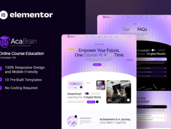 Acabrain - Kit de Templates de Educação de Cursos Online Elementor