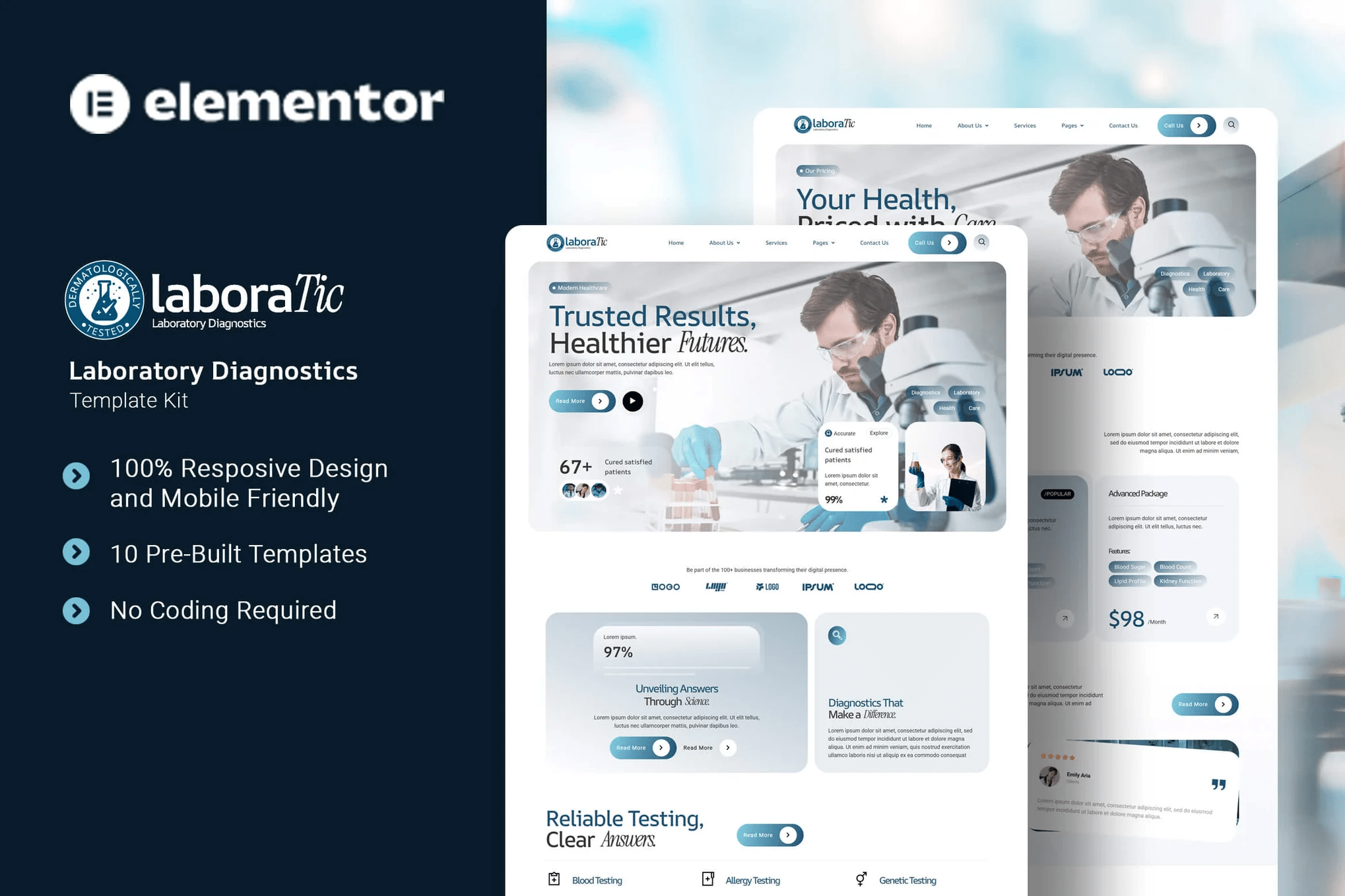 Laboratic – Kit de Modelos Elementor de Diagnóstico de Laboratório