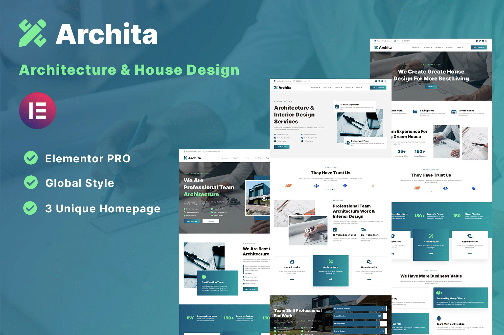 Archita - Template Kit Elementor de Arquitetura e Design de Interiores