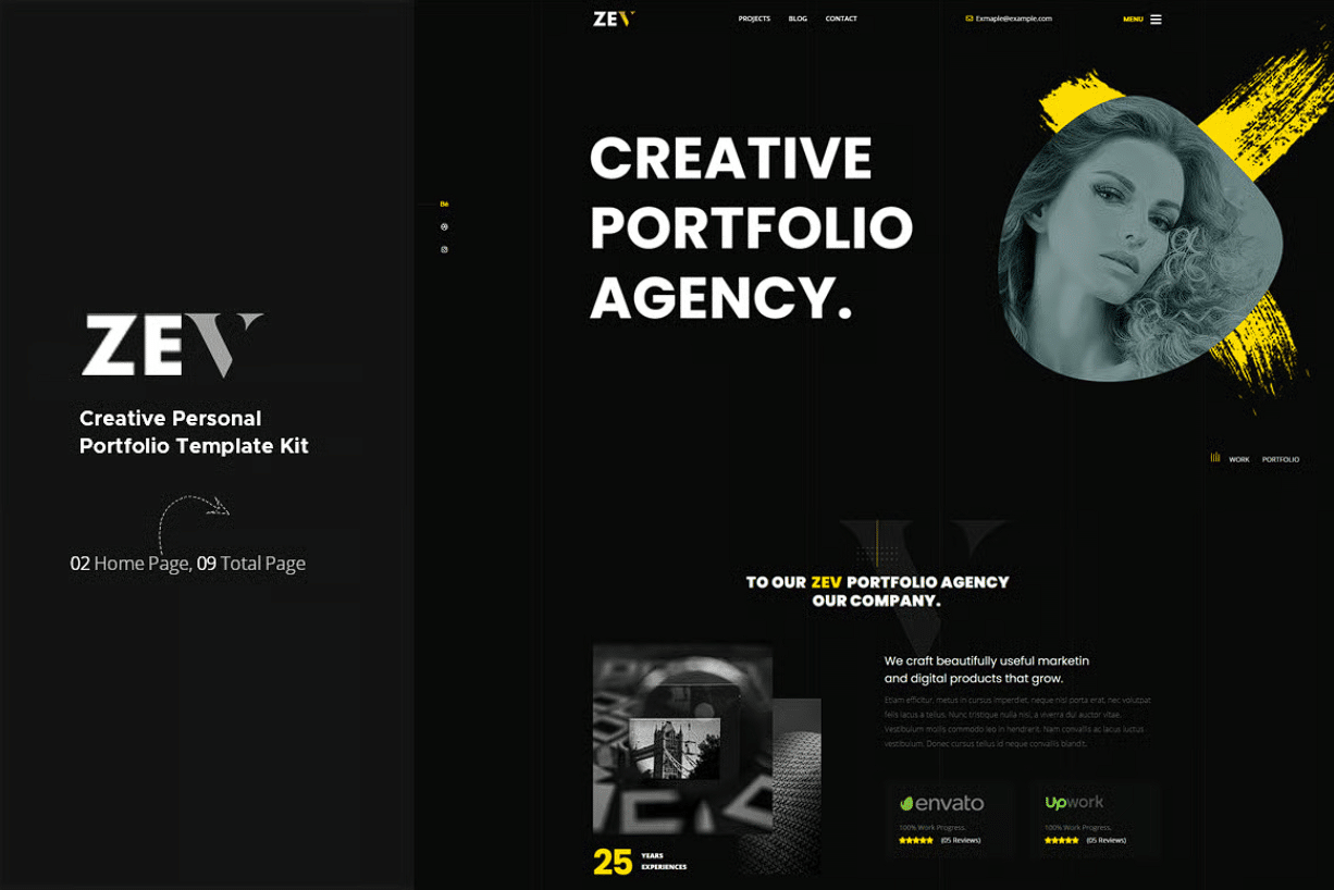 Zev - Template Kit de Portfólio pessoal criativo
