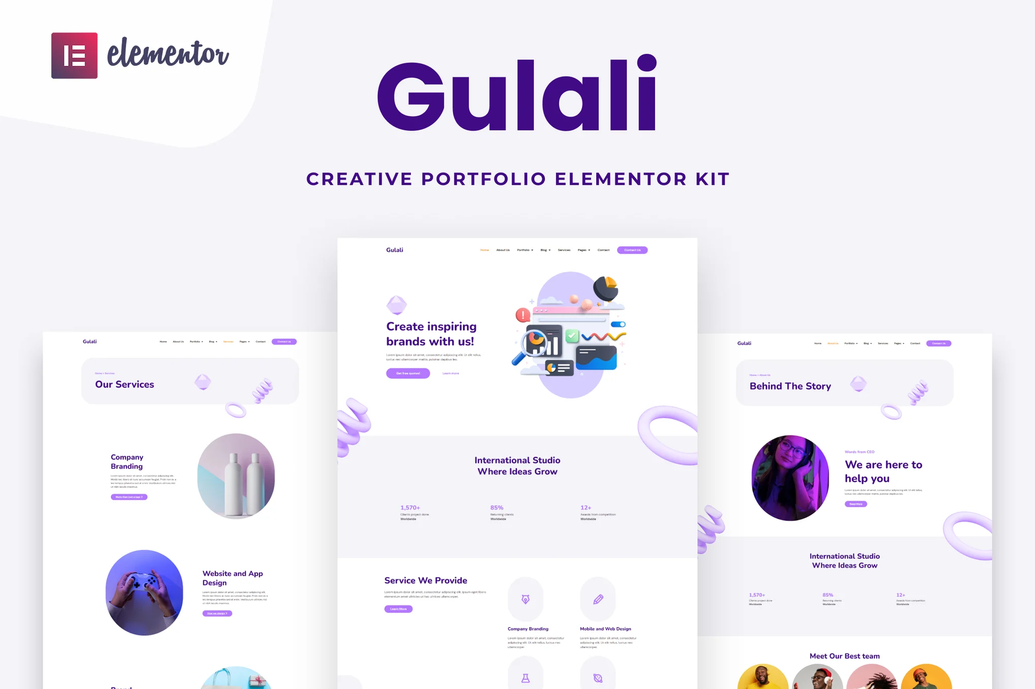 Gulali - Template Kit Elementor de Portfólio Criativo