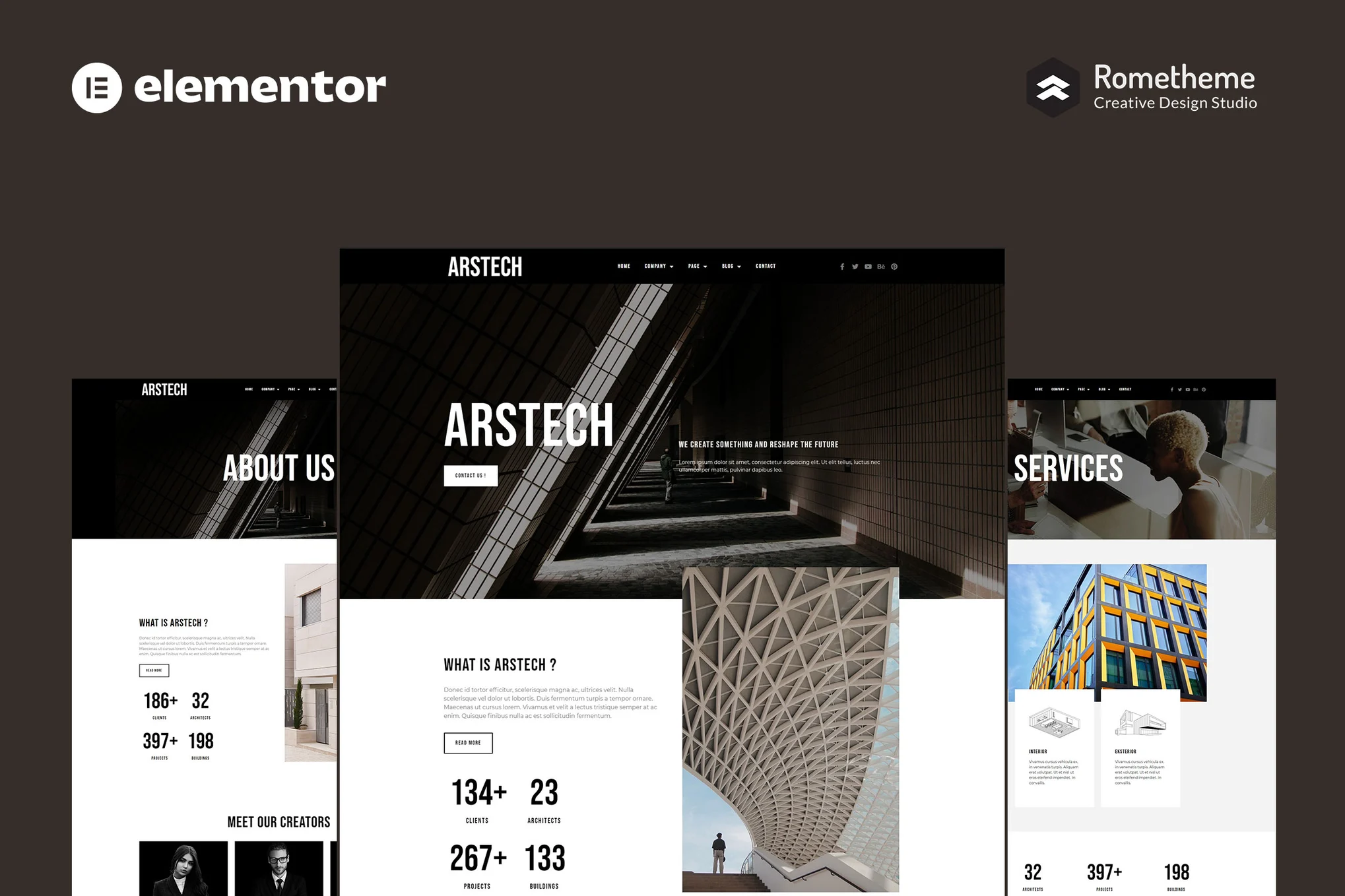 Arstech - Kit Template Kit de site completo do Architecture Elementor Pro