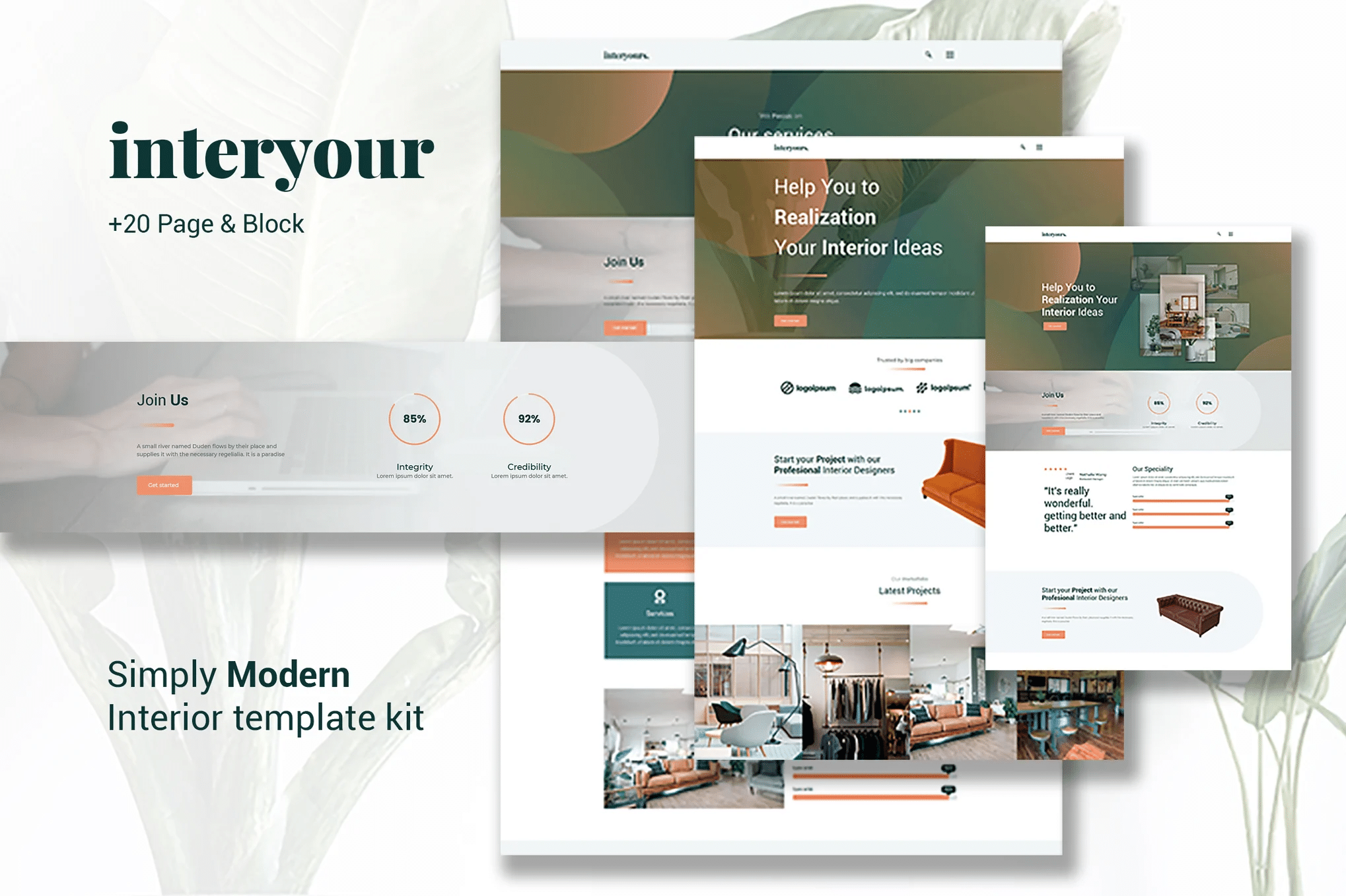 Interyours - Template Kit Elementor para design de interiores domésticos