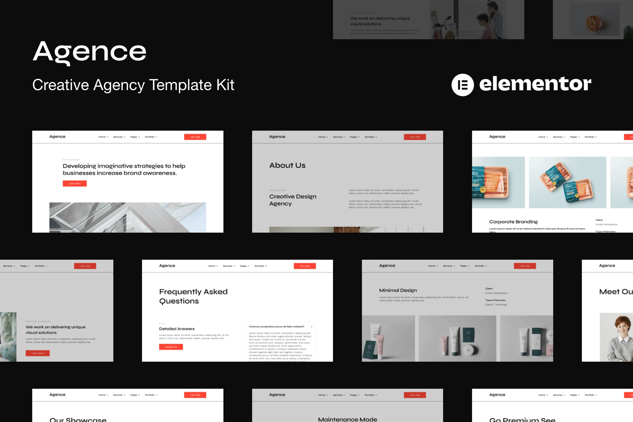 Agence Creative - Kit de Modelos Elementor para Agência de Design