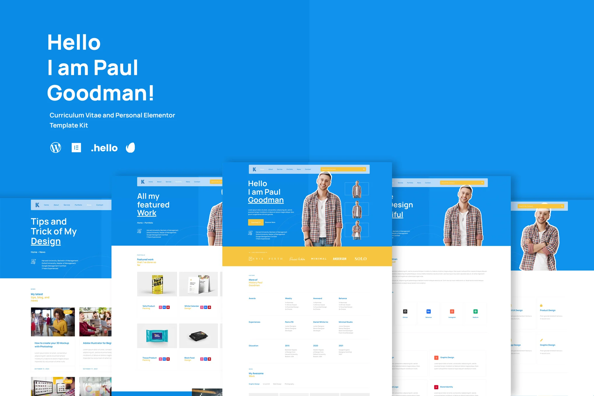 Goodman - Template Kit de portfólio criativo Elementor