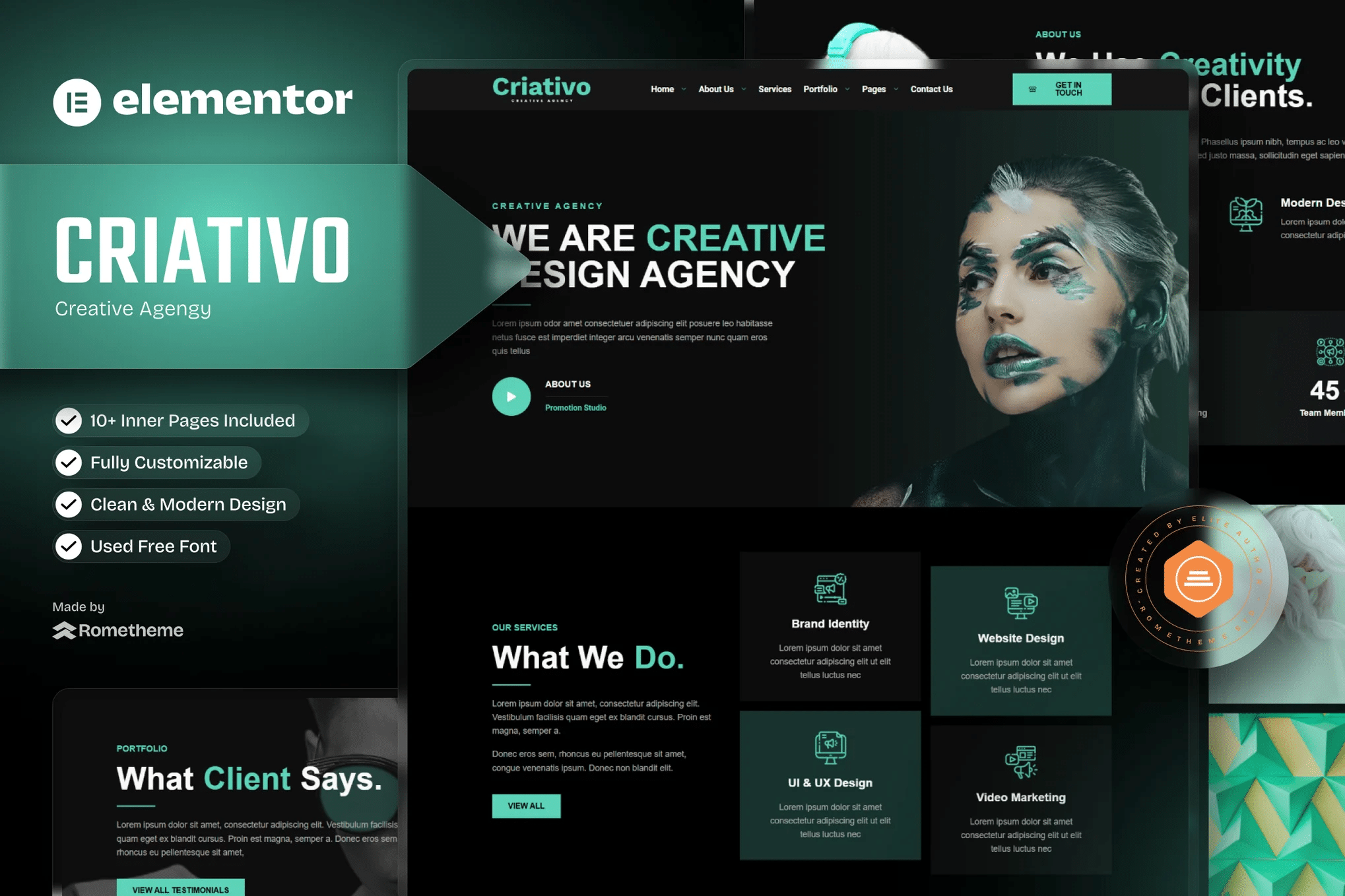 Criativo - Agência Criativa e Kit de Modelos Elementor de Portfólio