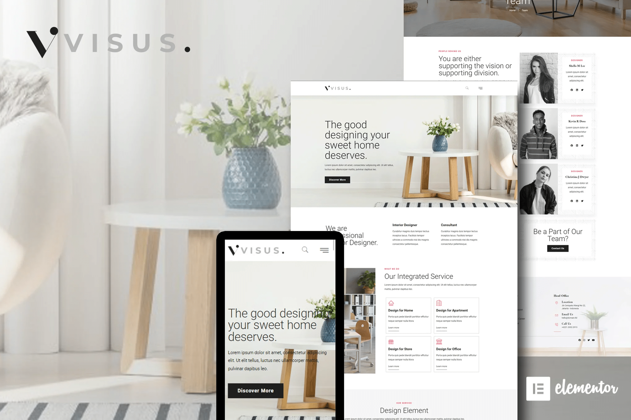 Visus - Kit de Templates Elementor de Design e Arquitetura de Interiores