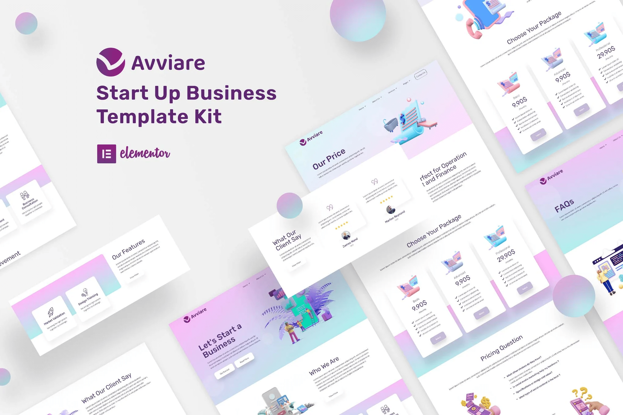 Avviare - kit de modelos do Start Up Business Elementor