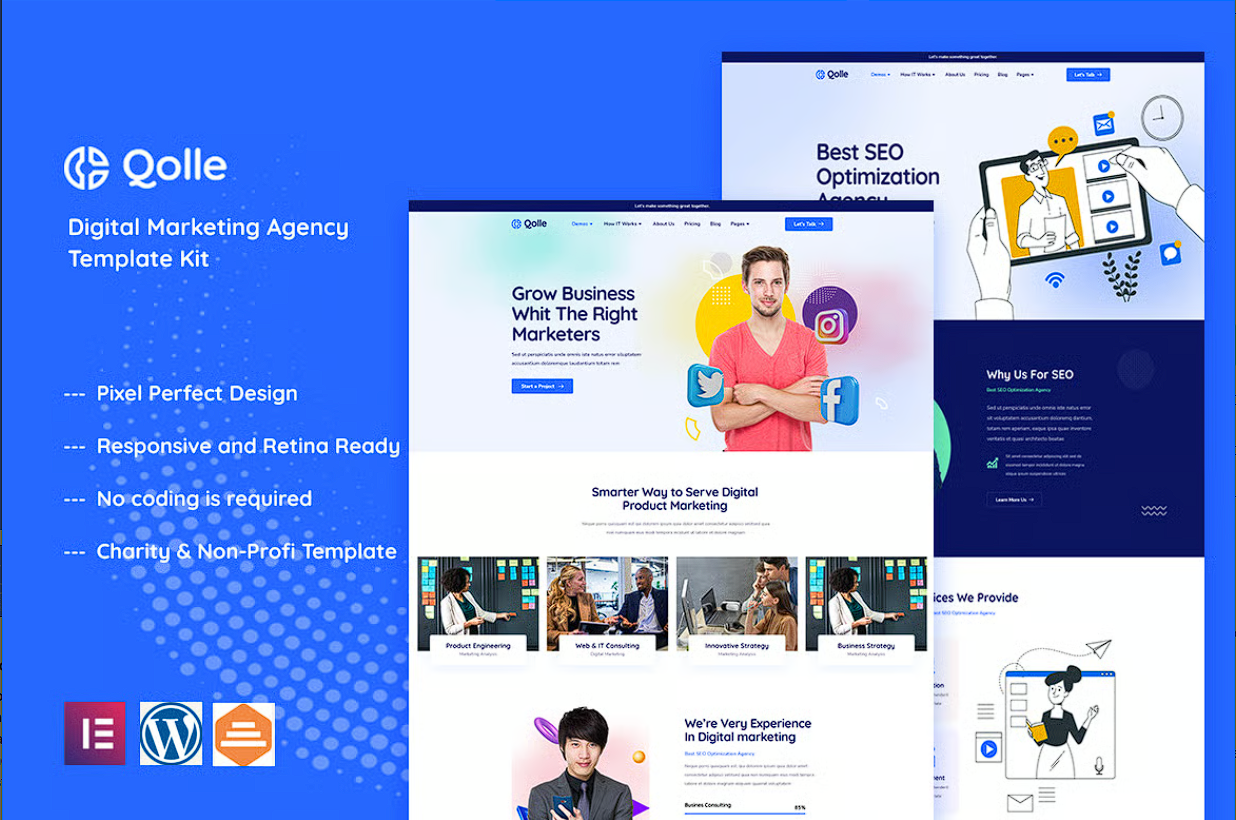 Qolle - Template Kit Elementor para agência de marketing digital