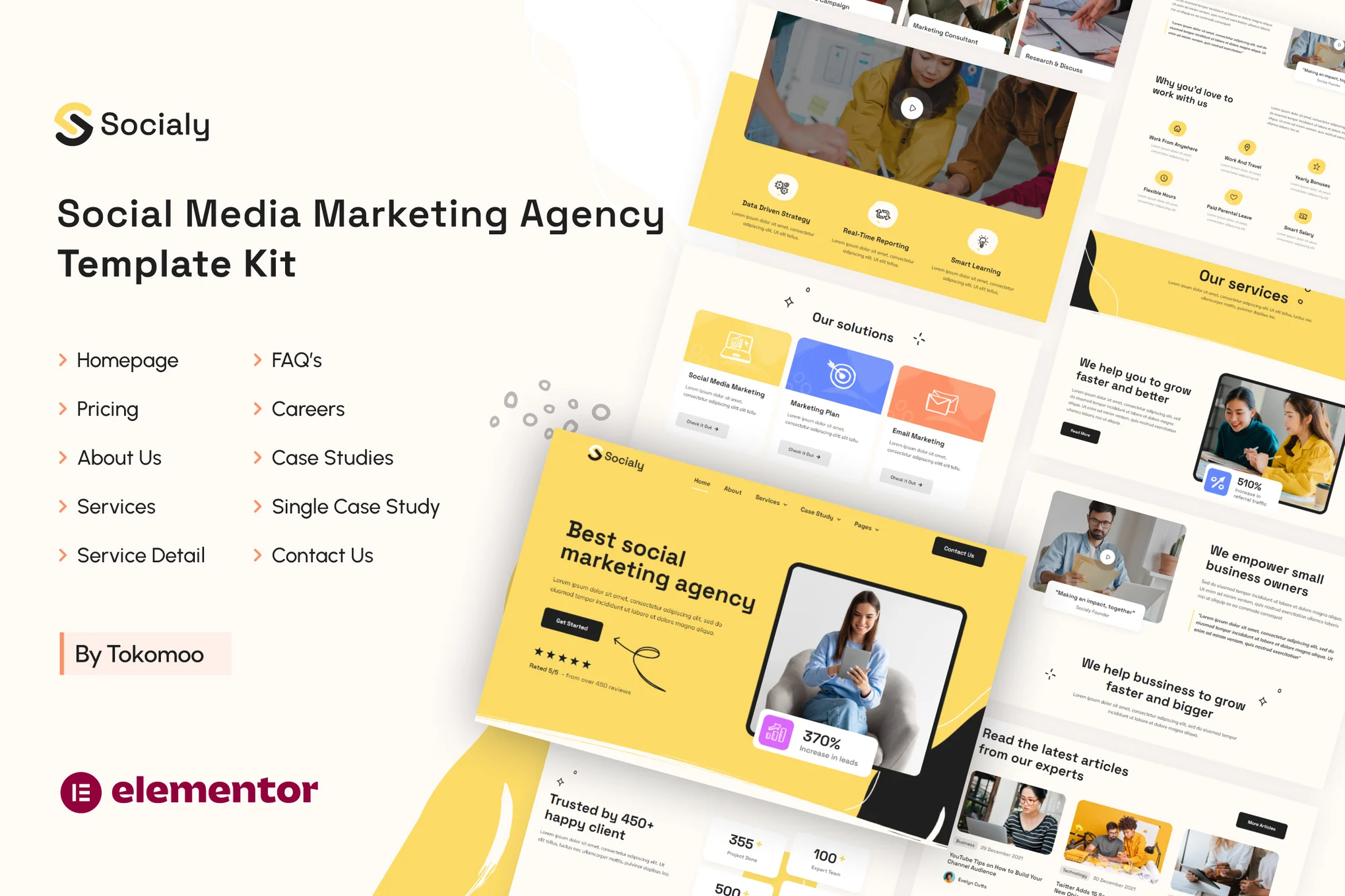 Socialy - Kit de Template Kit Elementor Pro da Agência de Marketing de Mídia Social