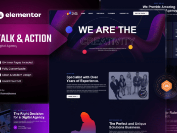 Talk & Action - Template Kit colorido da agência digital Elementor