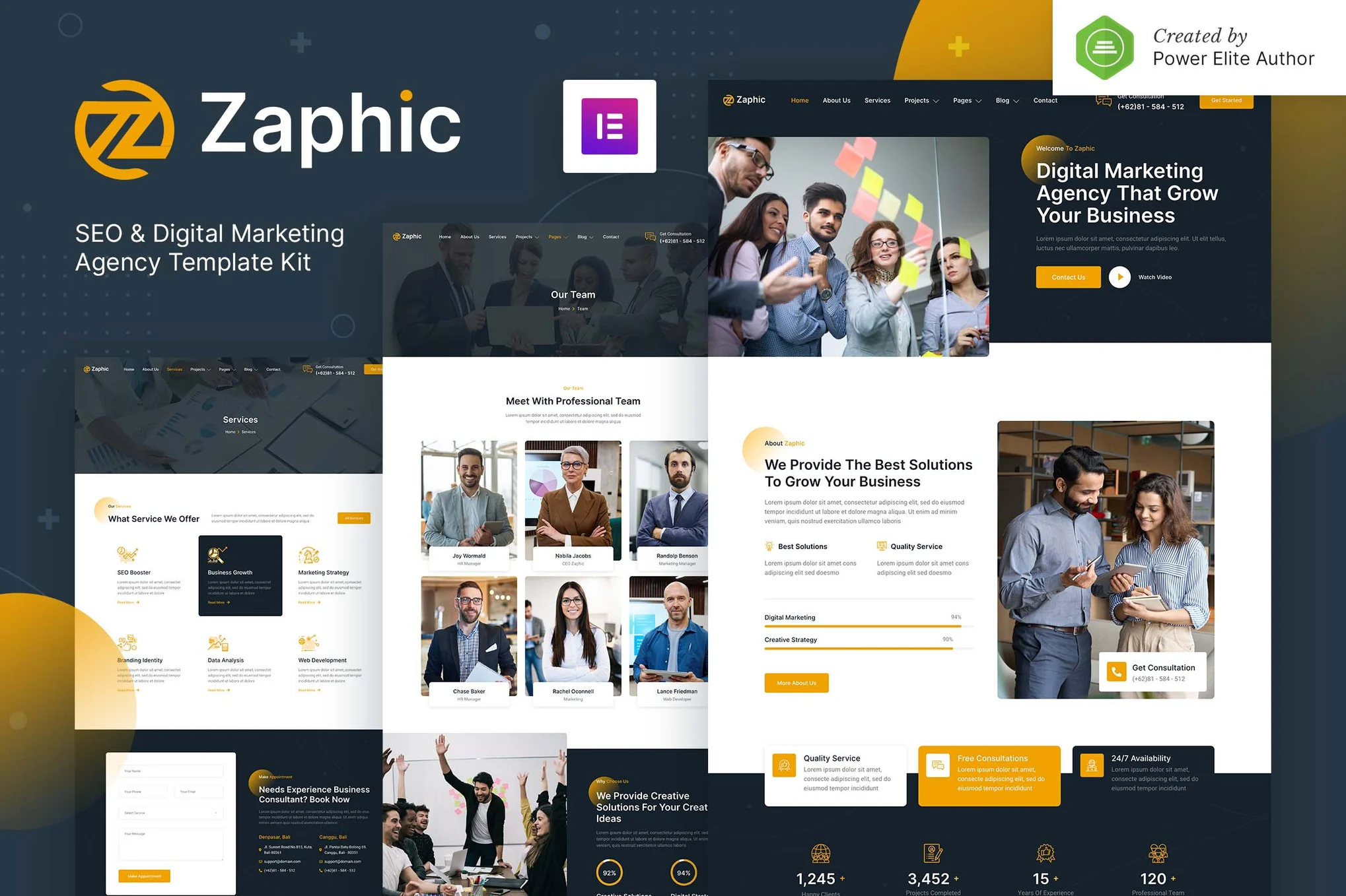 Zaphic - Kit de Templates Elementor para Agência de SEO e Marketing Digital