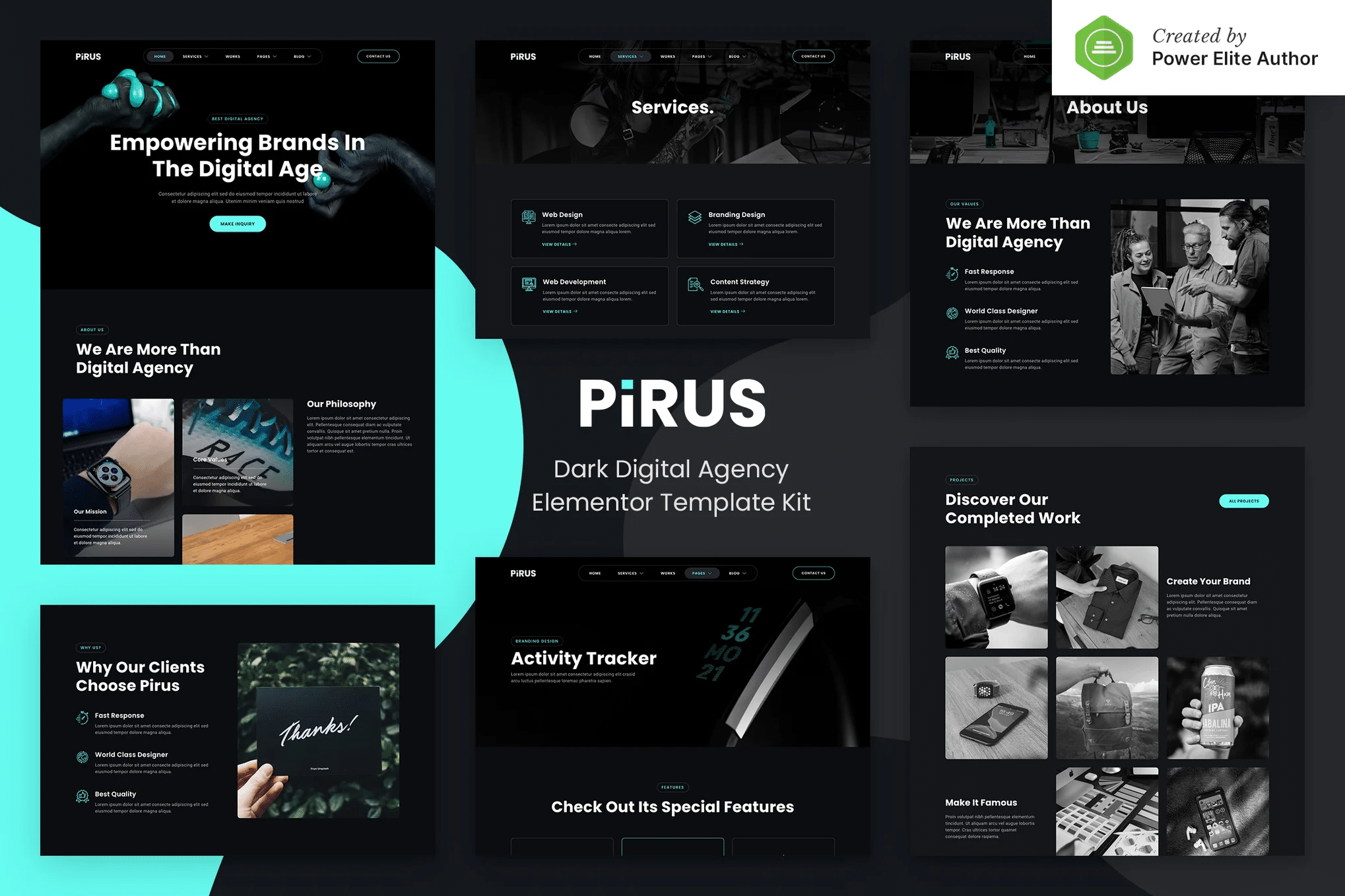 PIRUS - Template Kit do Elemento da Agência Digital Escura