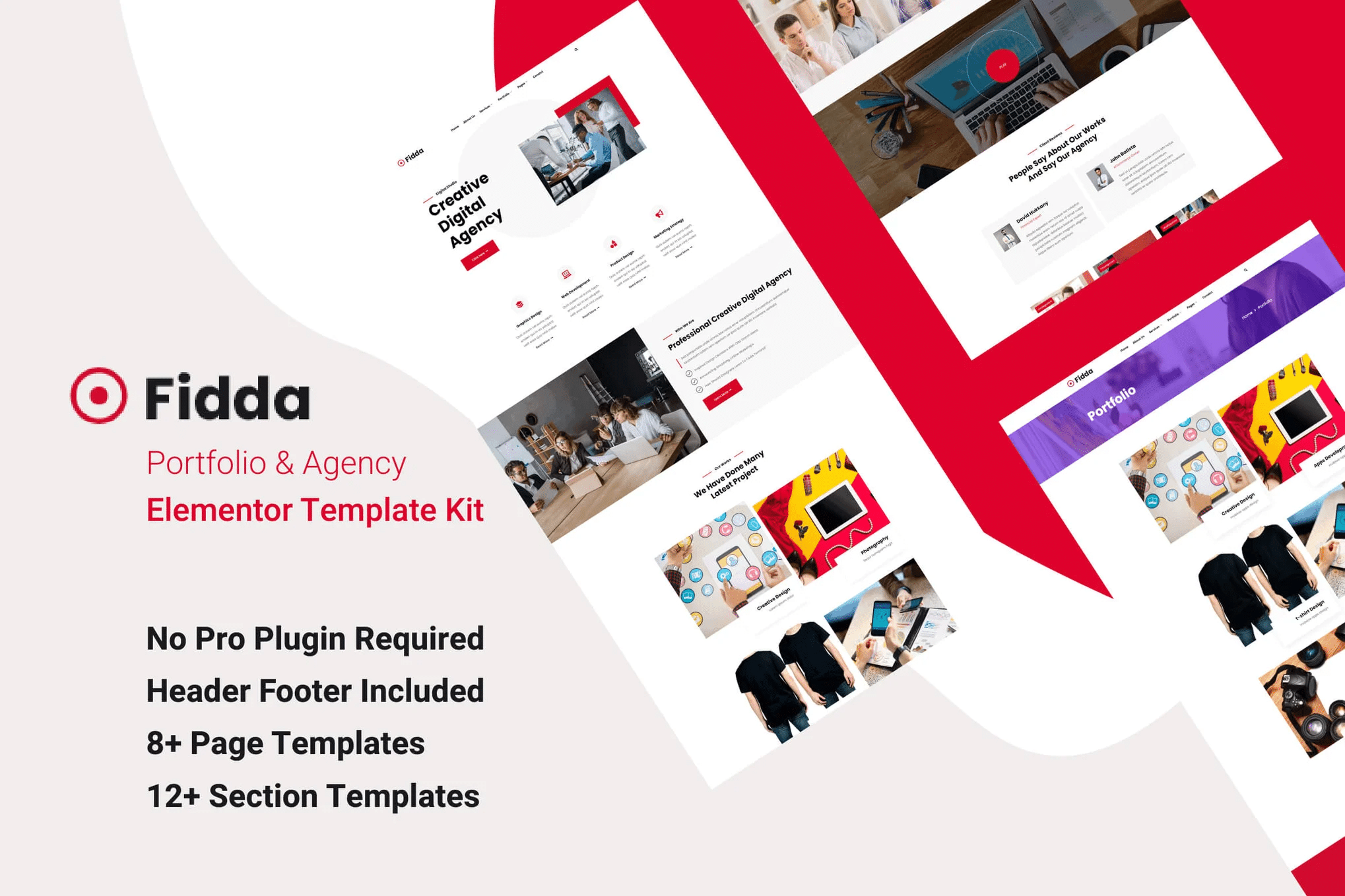 Fidda - Template Kit Elementor de Portfólio e agência