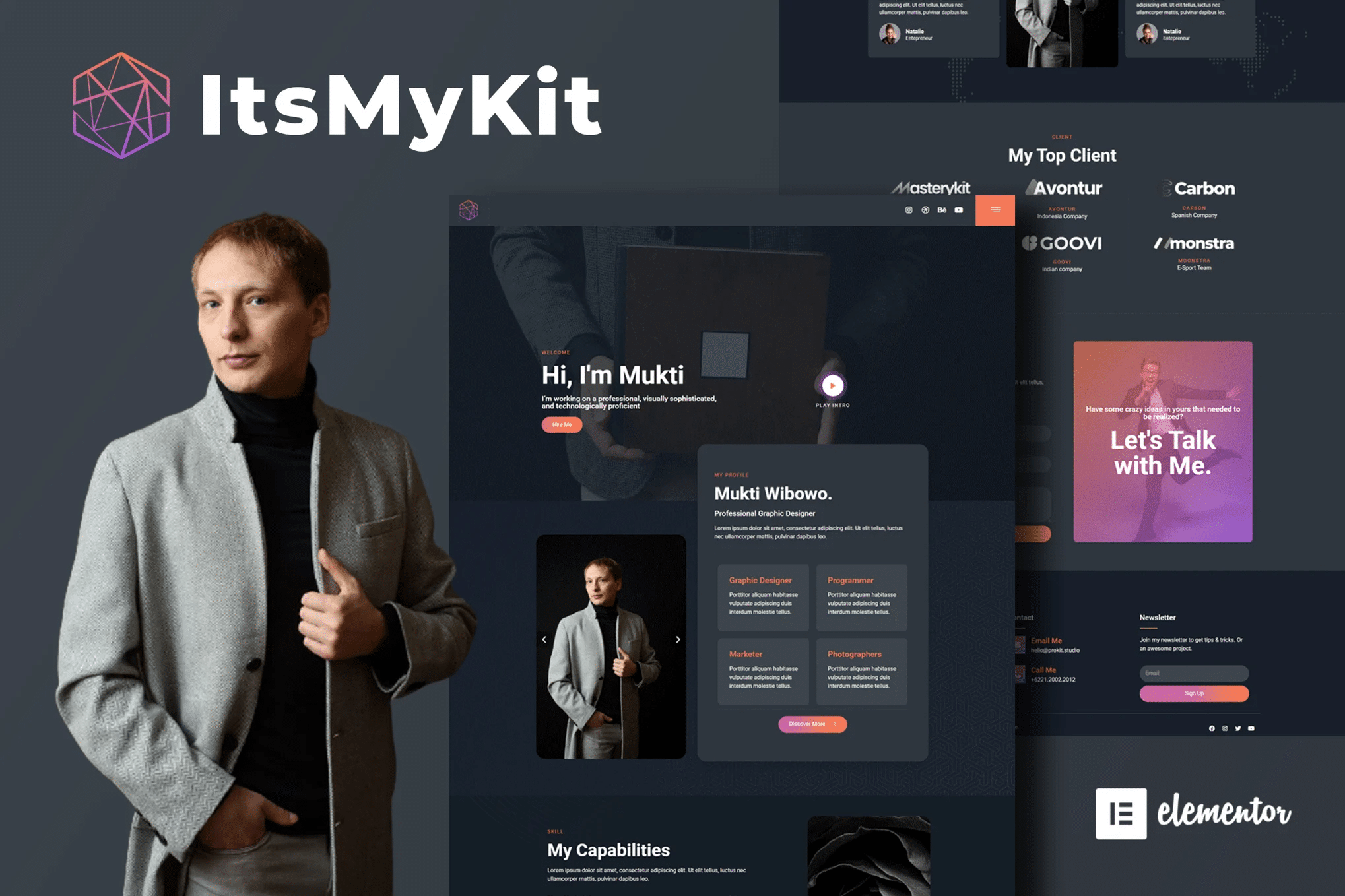 ItsMyKit - Kit de Templates Elementor Dark Creative Portfolio