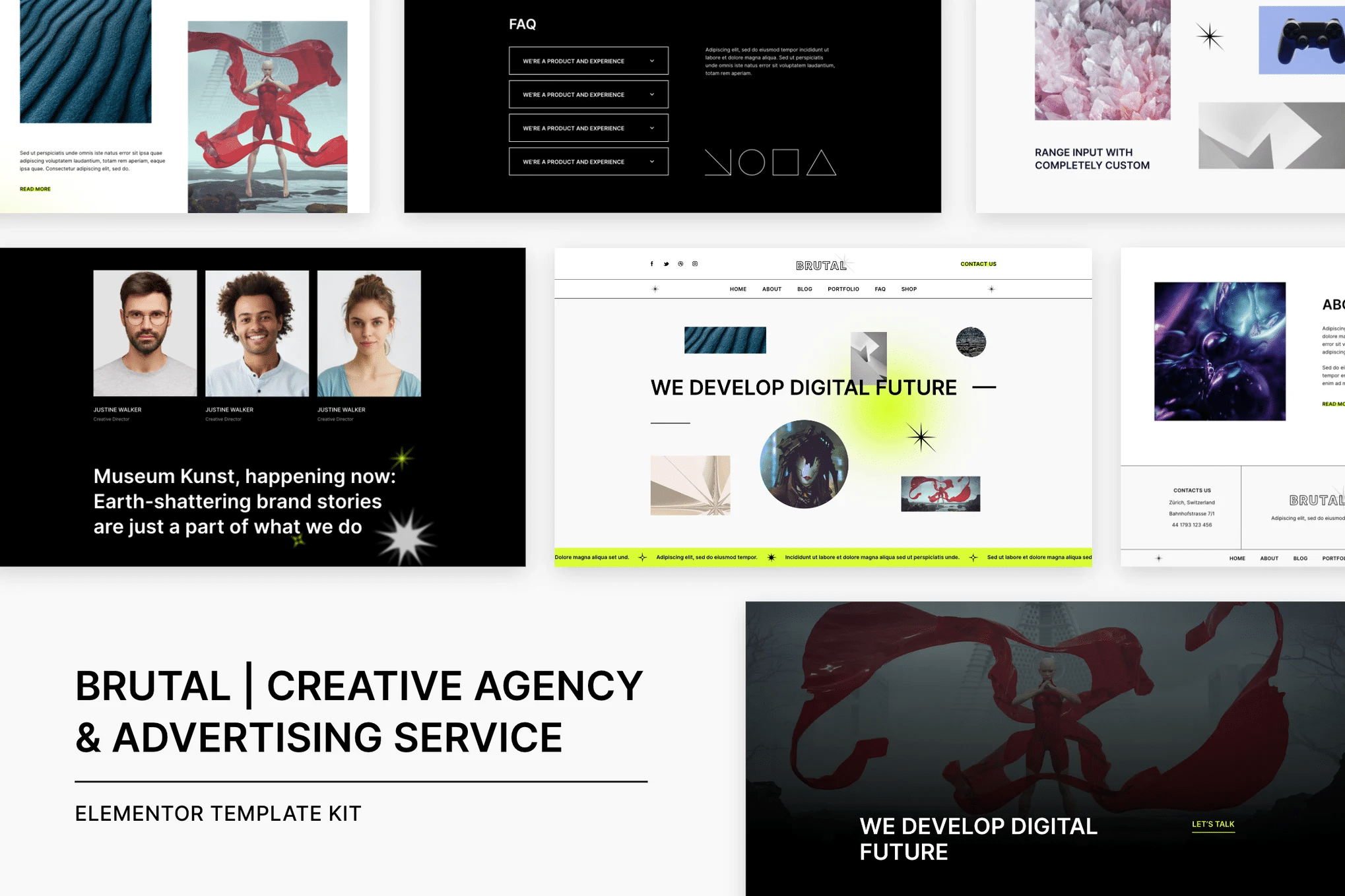 Brutal - Template Kit Elementor para Agência Criativa e Serviço de Publicidade