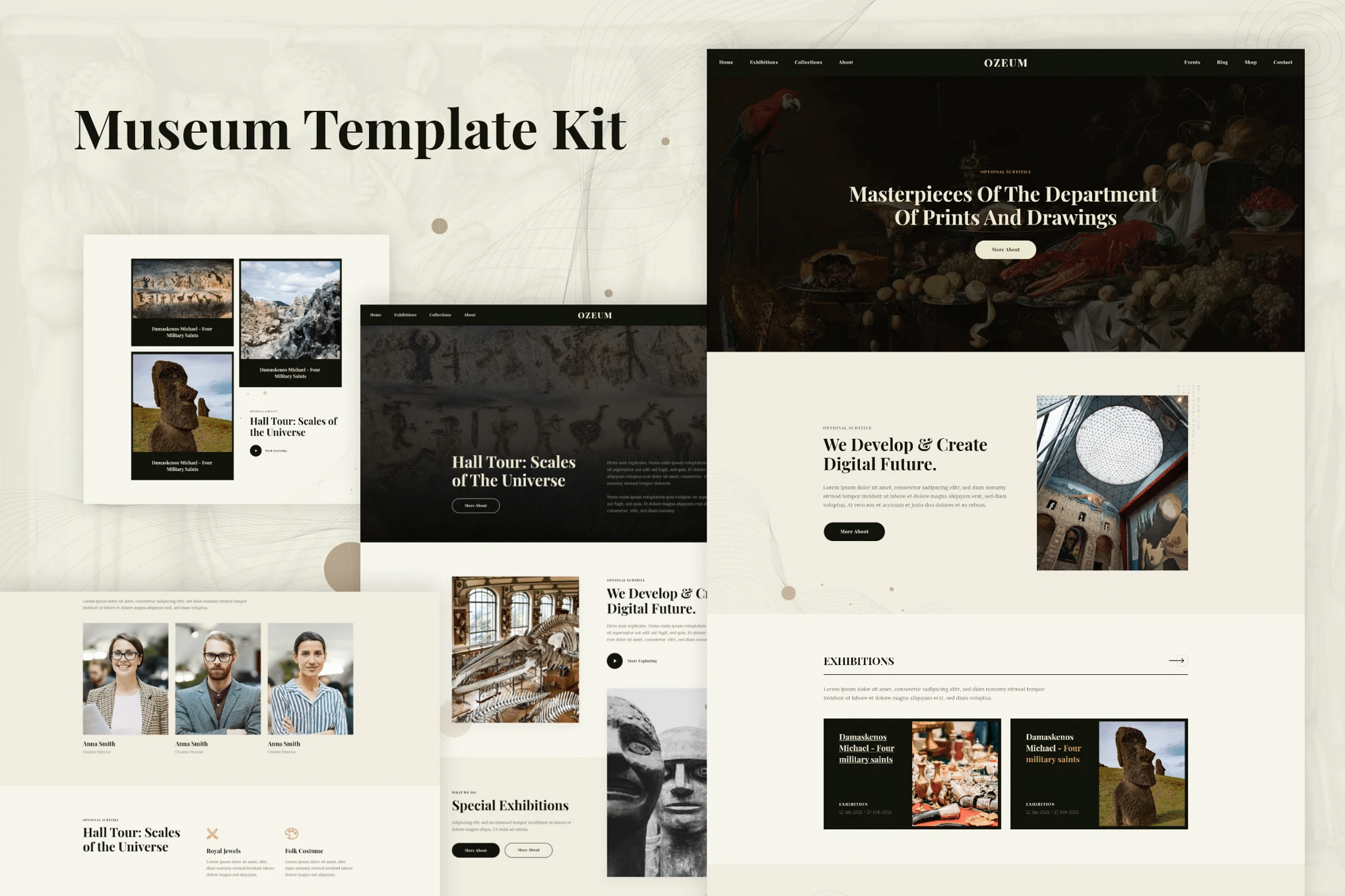 Ozeum - Kit de Templates Elementor para Galeria de Arte Moderna e Museu
