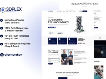 3DPlex - Kit de modelos Elementor para serviços de impressão 3D