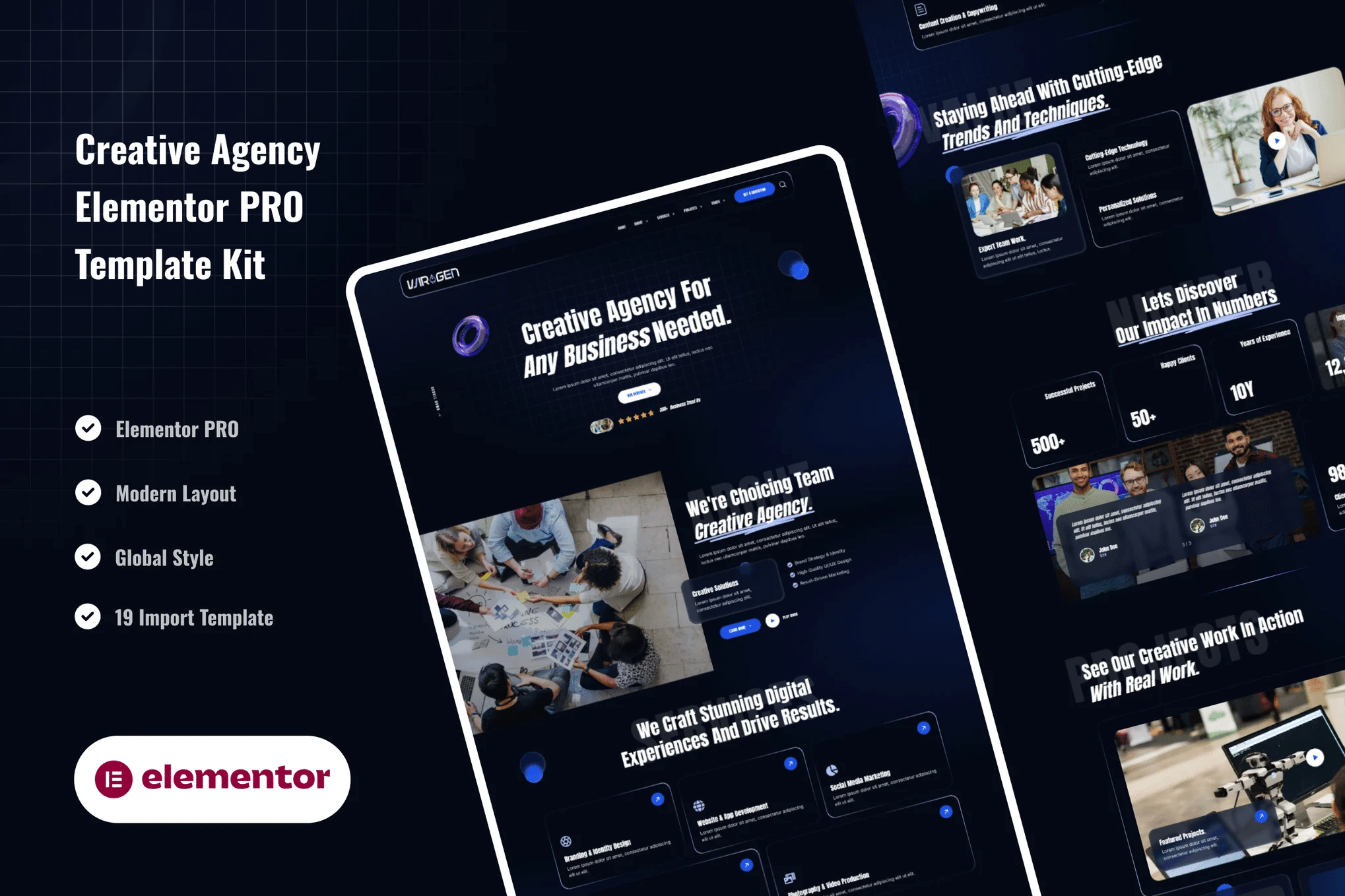 Wiragen - Kit de Templates Elementor Pro para Agência Criativa