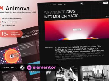 Animova — Kit de Templates Elementor para Agência de Gráficos em Movimento e Animação