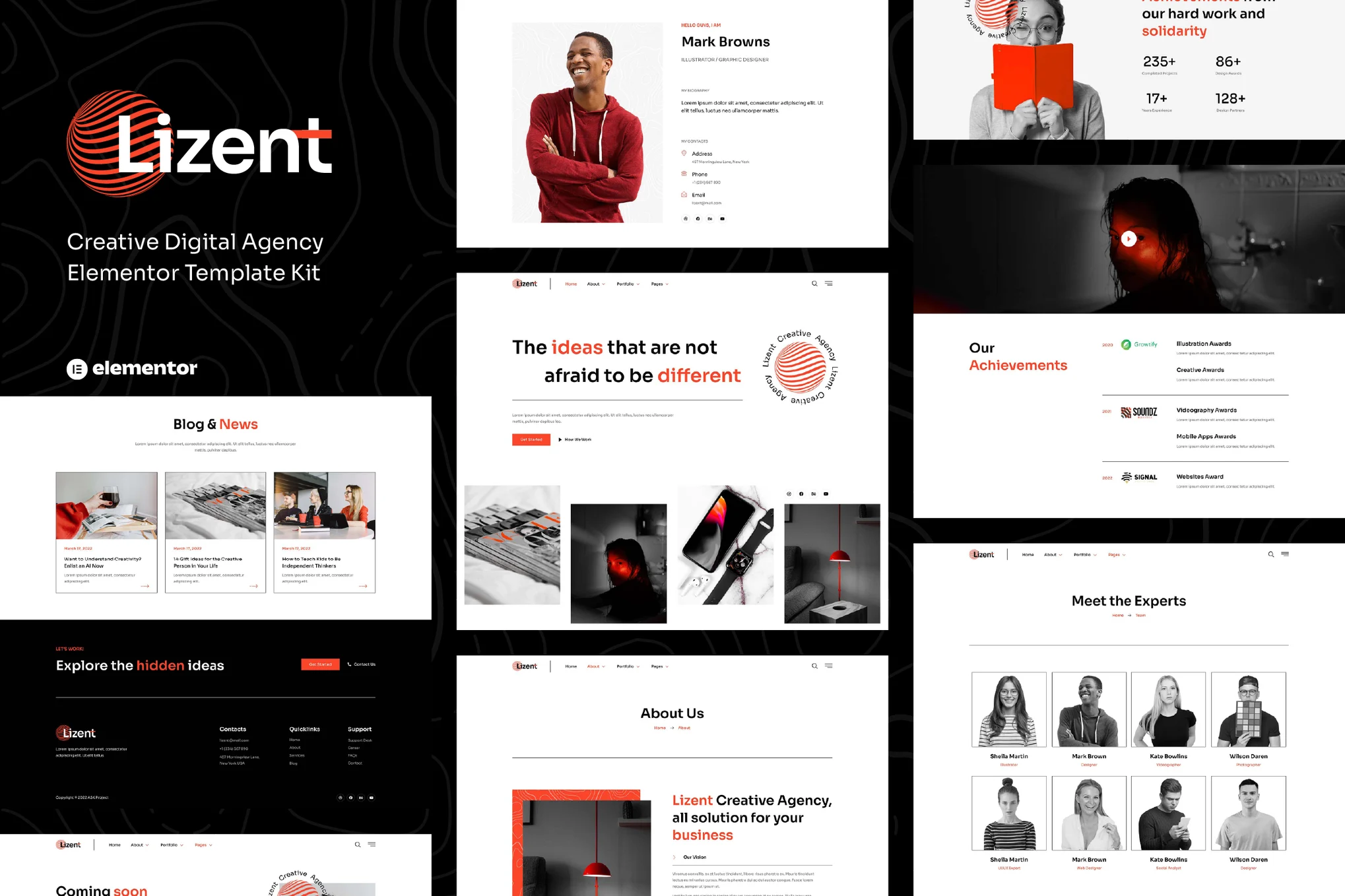 Lizent - Template Kit Elementor de agência digital criativa