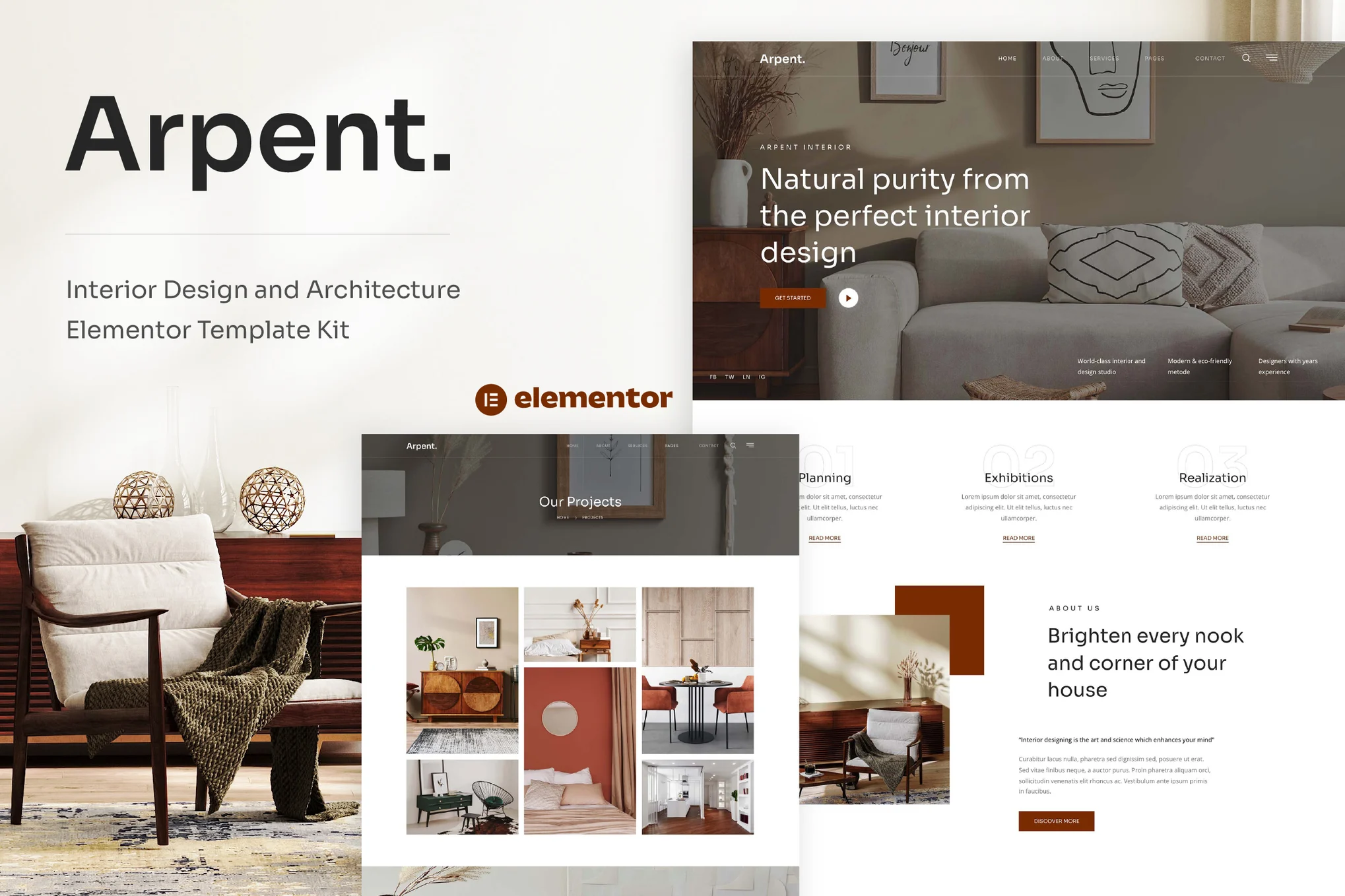 Arpent - Template Kit Elementor de Design de Interiores e Arquitetura
