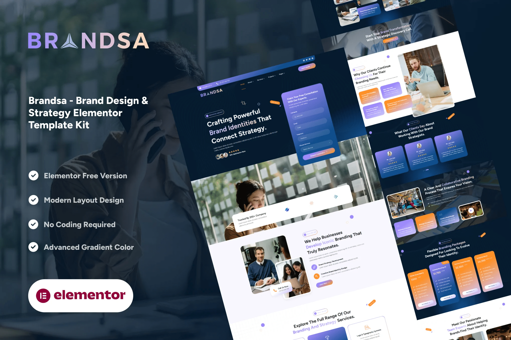 Brandsa - Kit de Templates Elementor de Design e Estratégia de Marca