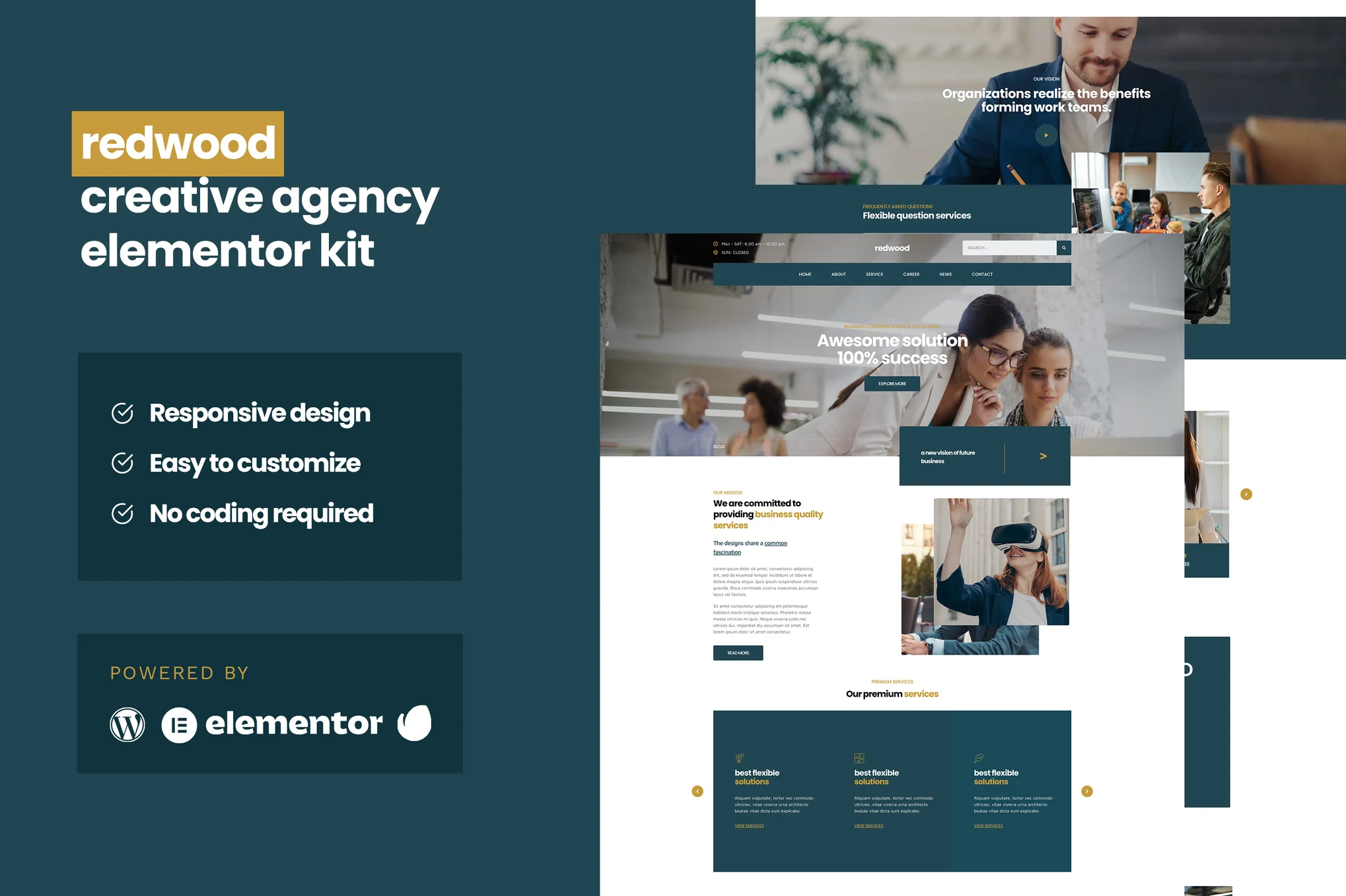 Redwood - Template Kit profissional de elemento de negócios de agência criativa