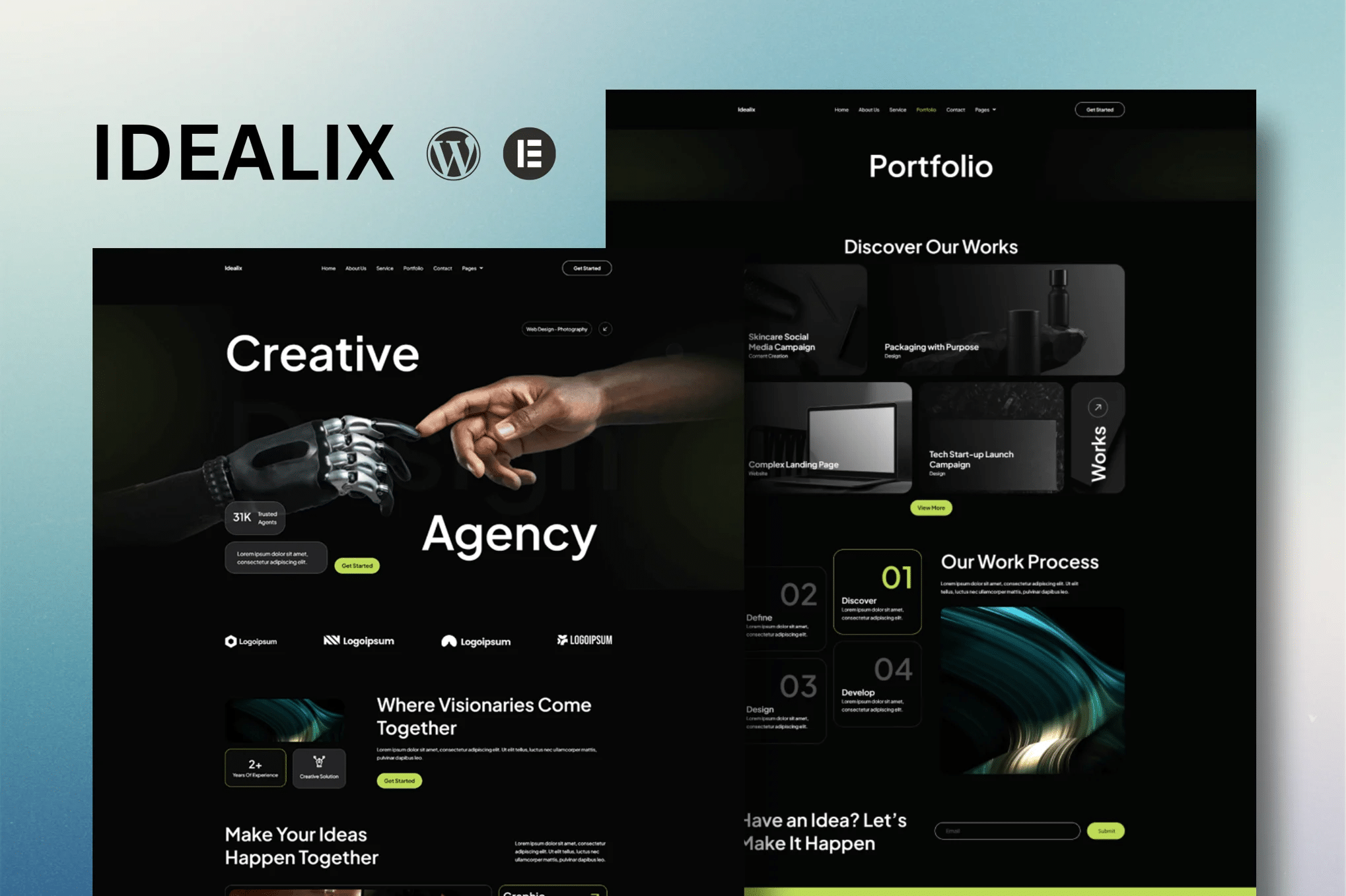 Idealix - Kit de Modelos Elementor para Agência Digital Criativa