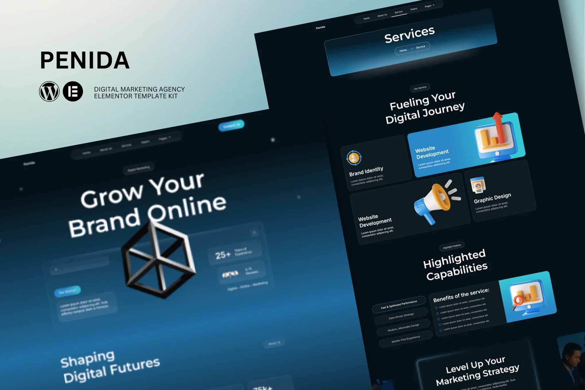 Penida - Kit de Modelos Elementor para Agência de Marketing Digital