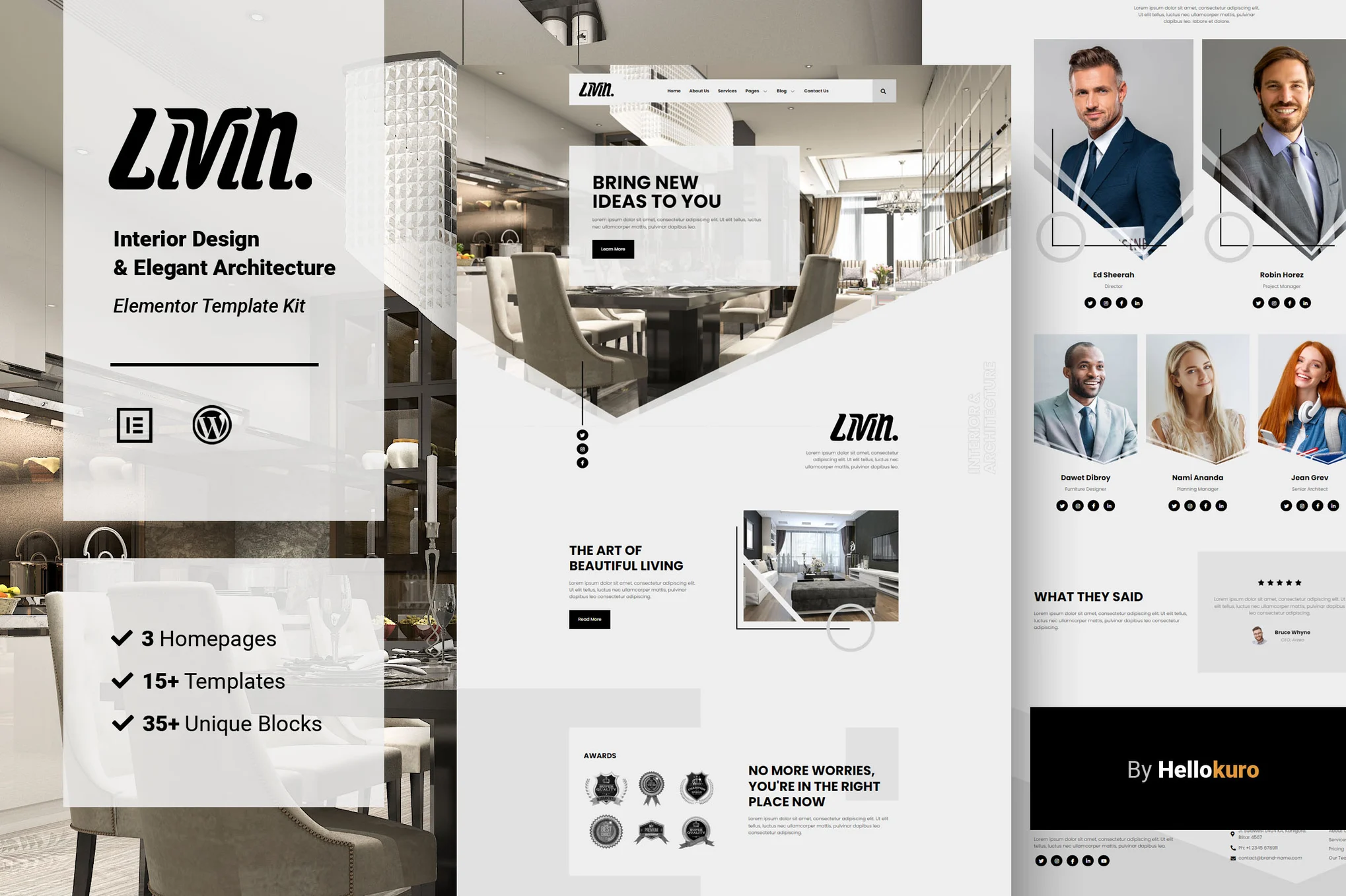 Livin - Template Kit Elementor de Design de Interiores e Arquitetura