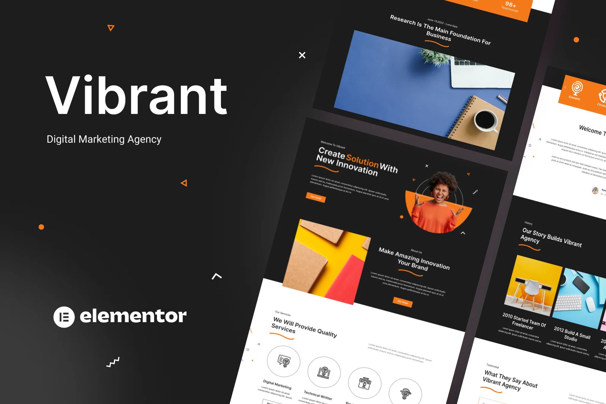 Vibrant - Template Kit para Agência digitais Elementor