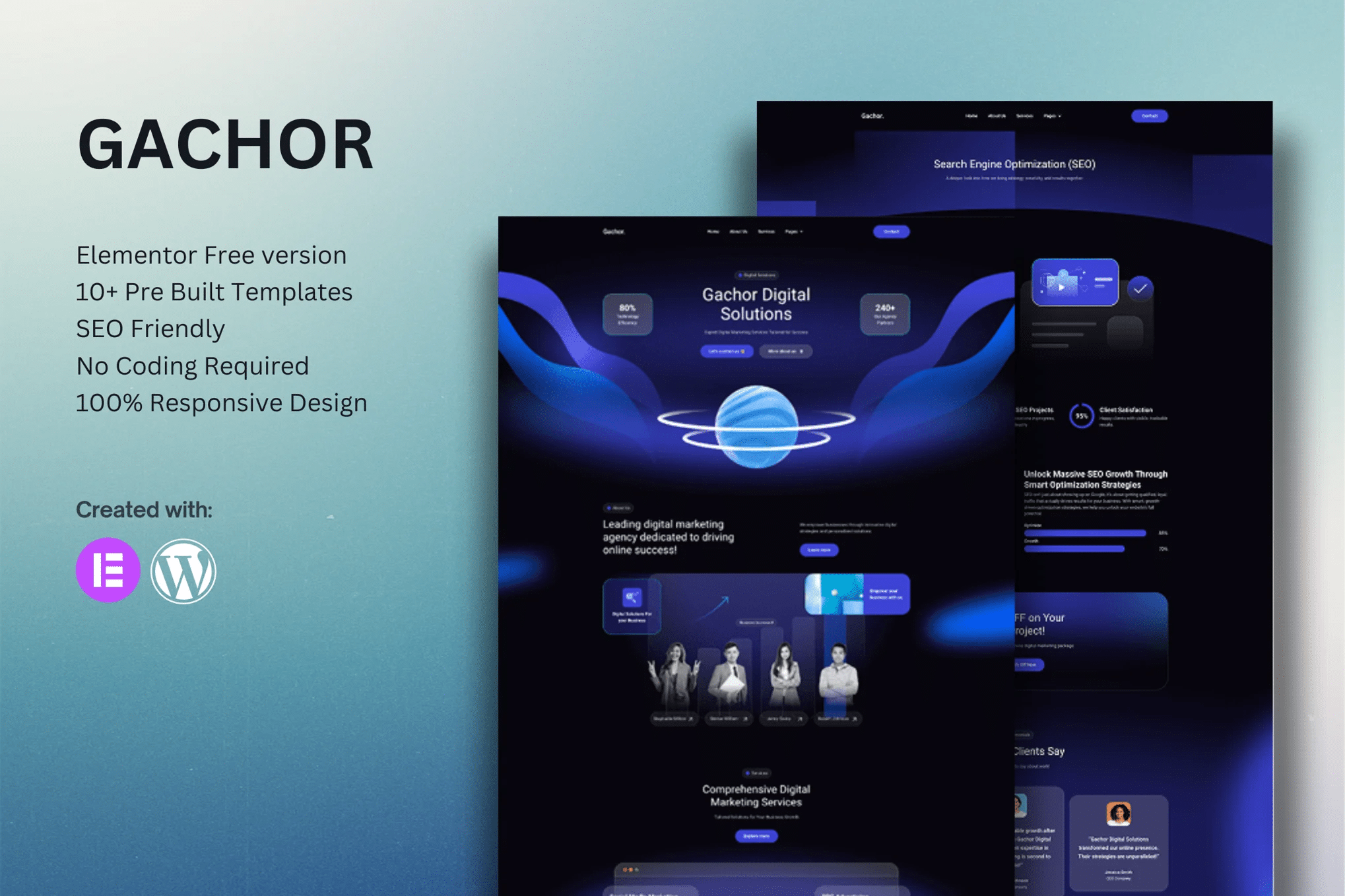 Gachor - Kit de Modelos Elementor para Agência de Marketing Digital