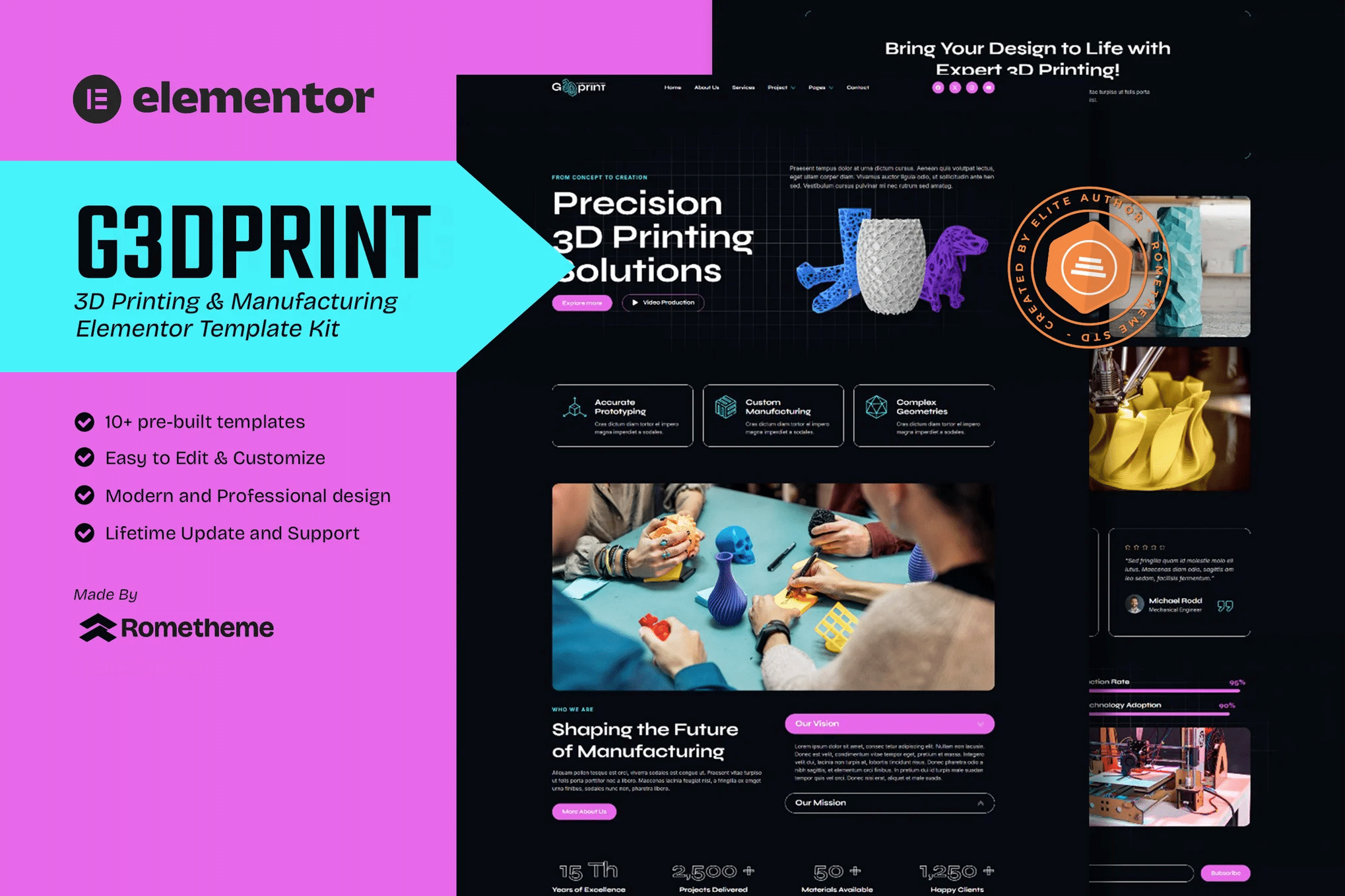 G3Dprint - Kit de modelos Elementor para impressão e fabricação 3D