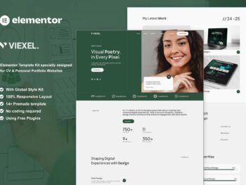 Viexel - Kit de Modelos Elementor de CV e Portfólio Pessoal